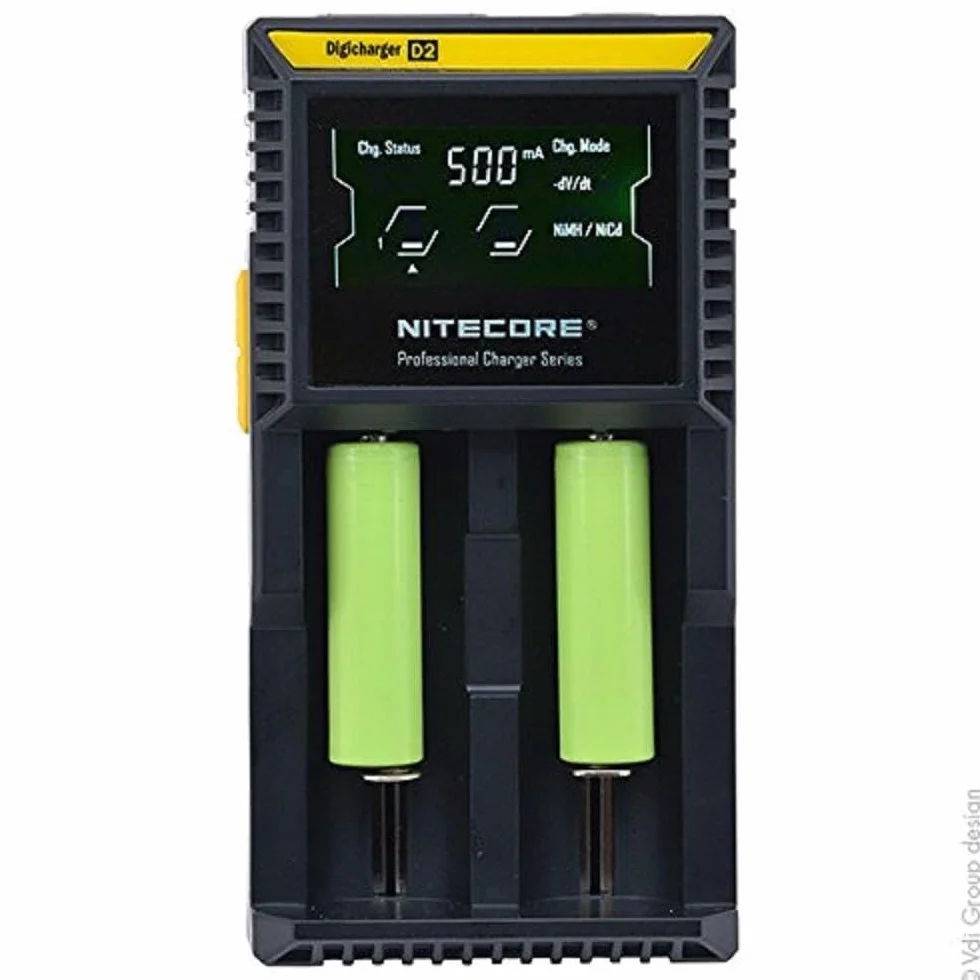 Nitecore D2EU - uniwersalna ładowarka do akumulatorów litowo-jonowych, Ni-MH, Ni-CD i LiFePO4, wyświetlacz LCD