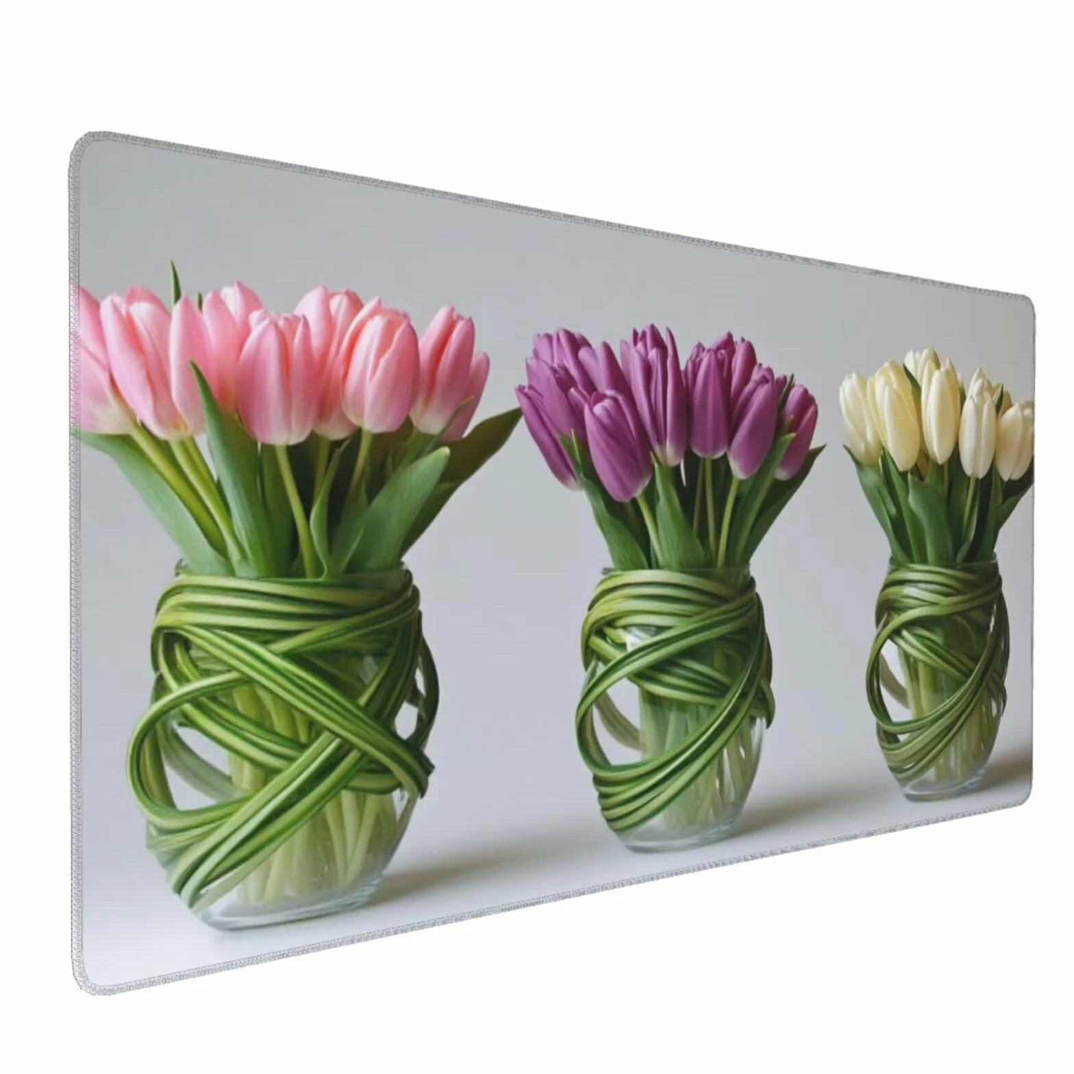 Tulipan Podkładka pod mysz XXL 1000 x 500 x 3 mm podkładka pod mysz prostota, przeszyte krawędzie, wodoodporna i antypoślizgowa gumowa podstawa, komputer biurowy, gry, komputer, prezent dla mężczyzn D