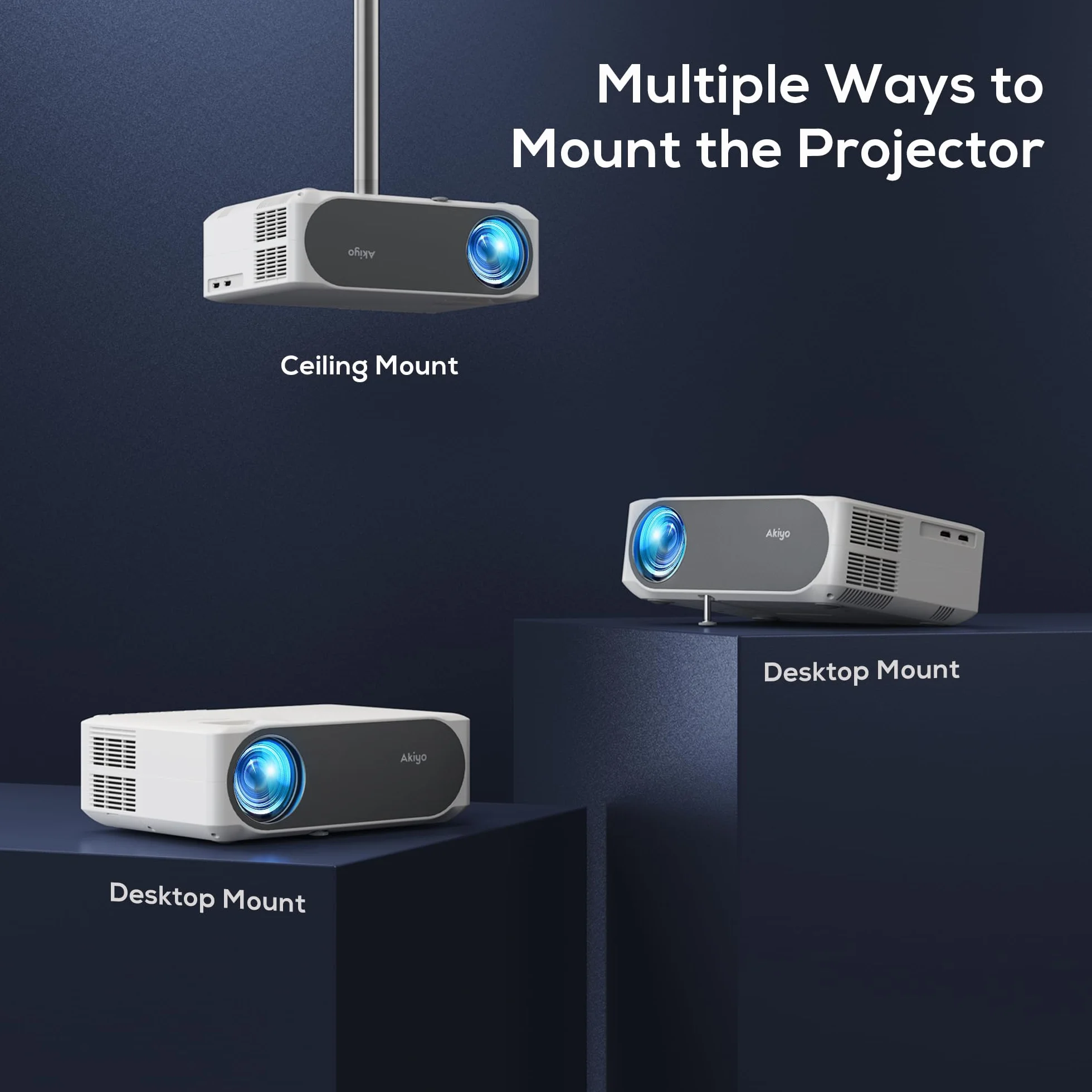 Projektor AKIYO O8 WiFi Full HD 1080p, przenośny projektor filmowy do kina domowego, kompatybilny z systemem iOS/Android/tabletem/PC/TV Stick / USB