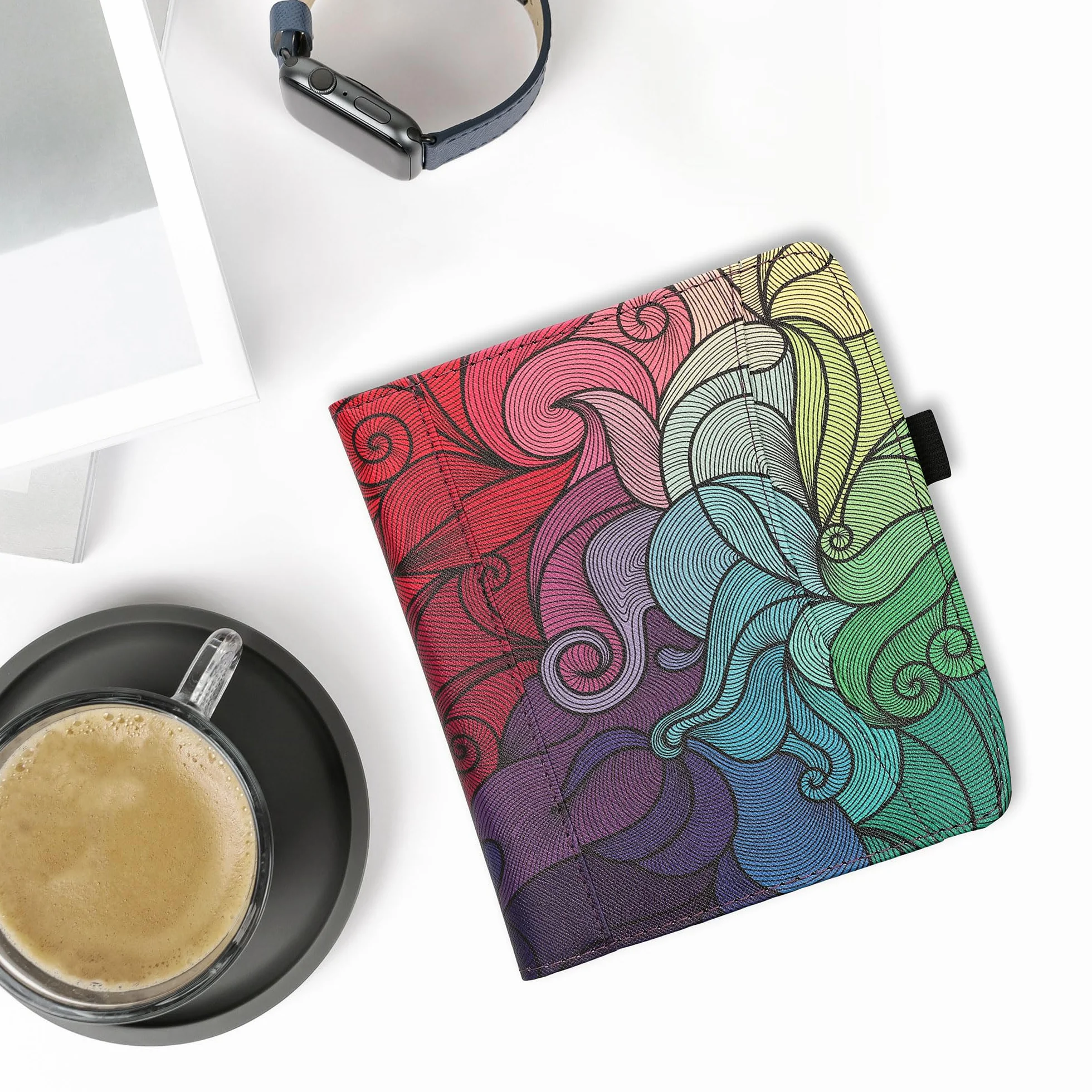 kwmobile Etui z klapką kompatybilne z Pocketbook Era/Era Color - przednia kieszeń na pasek na rękę - kolor różowy, niebieski, zielony