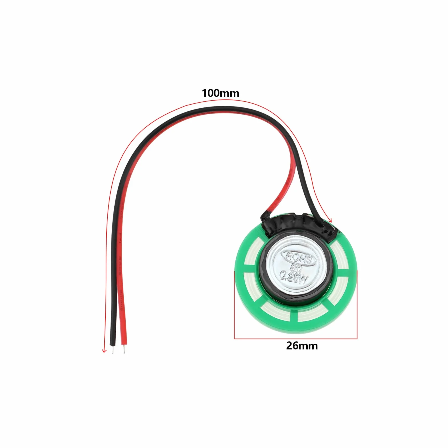 5 szt. Mini głośnik zabawka magnetyczny głośnik wewnętrzny zamiennik głośnika 8 omów 0,5 W do gier elektronicznych DIY 26 mm długość kabla 100 mm zielony