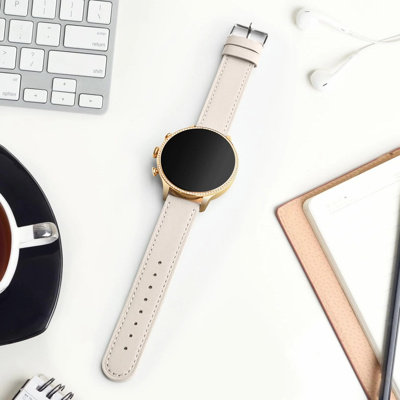 Mugust Pasek do Huawei Watch GT 5/GT 4 41 mm, damski i męski, skórzany pasek do zegarka 18 mm, do Huawei GT4/GT5 41 mm, smartwatch
