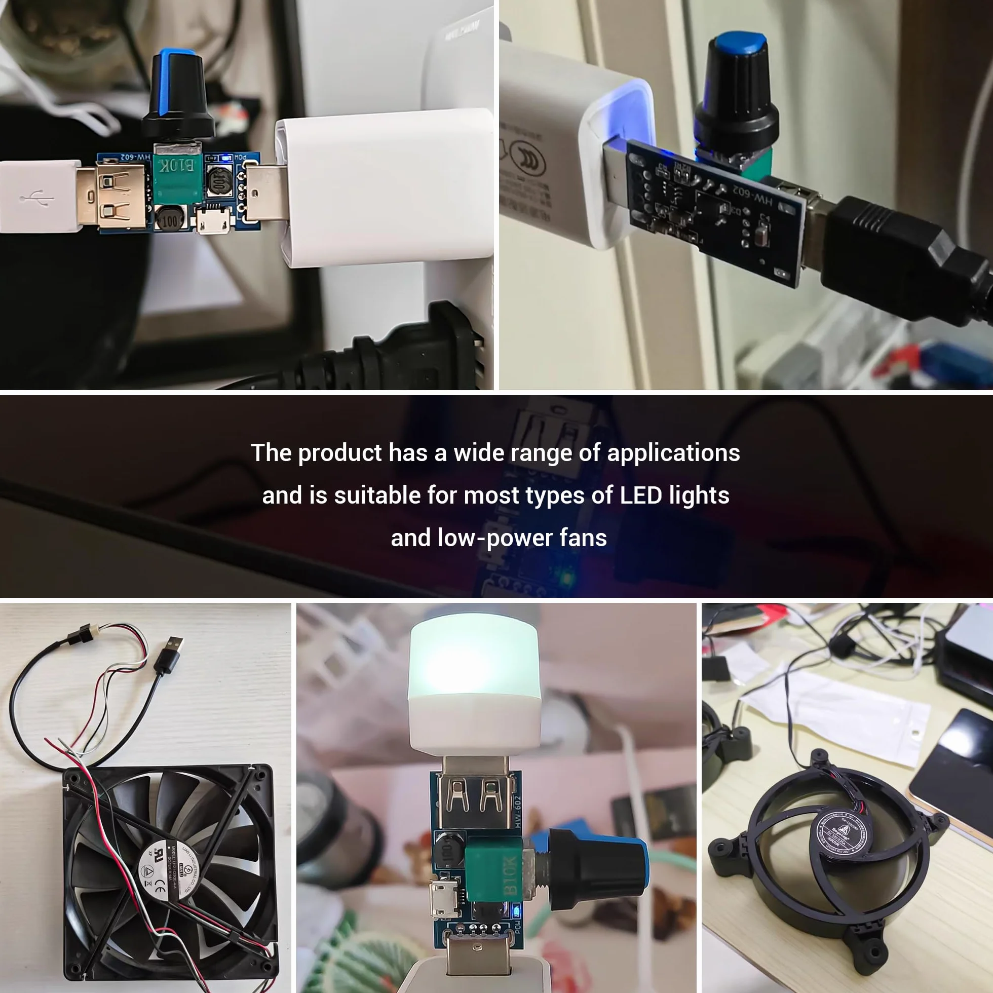 Regulator prędkości wentylatora USB, 3-pak kontroler wentylatora USB, bezstopniowa prędkość, regulator głośności powietrza z przełącznikiem, U-SB na 4-pinowy kabel adaptera procesora F-an (3