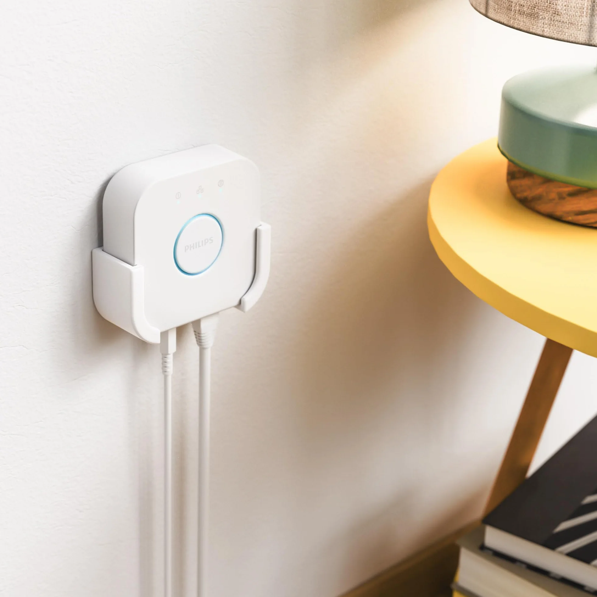 Uchwyt ścienny kompatybilny z Philips Hue Bridge | Uchwyt do sterowania Smart Home | Biały | Łatwy montaż