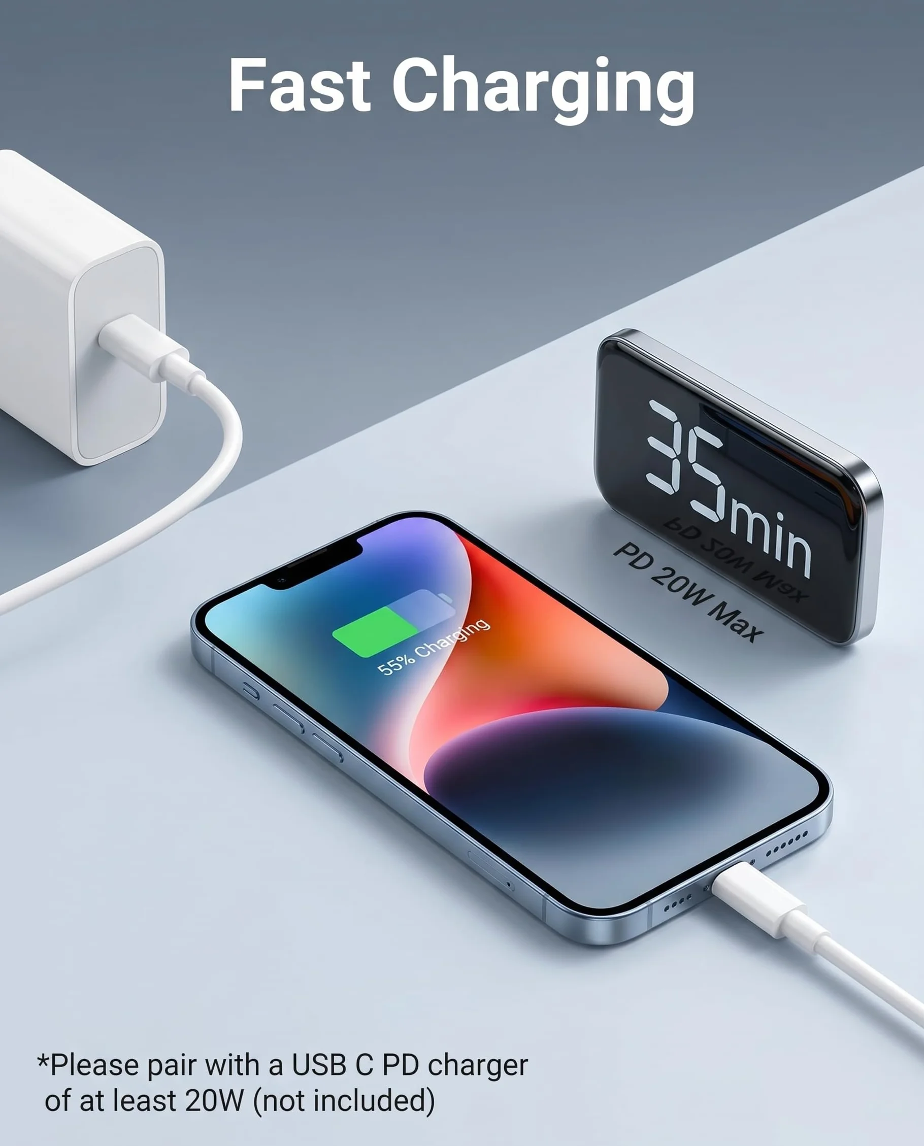 Kabel USB C na Lighting, 1 m + 2 m, do ładowania iPhone'a, certyfikat MFI, kabel USB C do iPhone'a 1 m, szybkie ładowanie, typ C, 2 m, do iPhone'a 14, 13, 12, 11, XR, XS, 8, 7, 6, 5, SE,