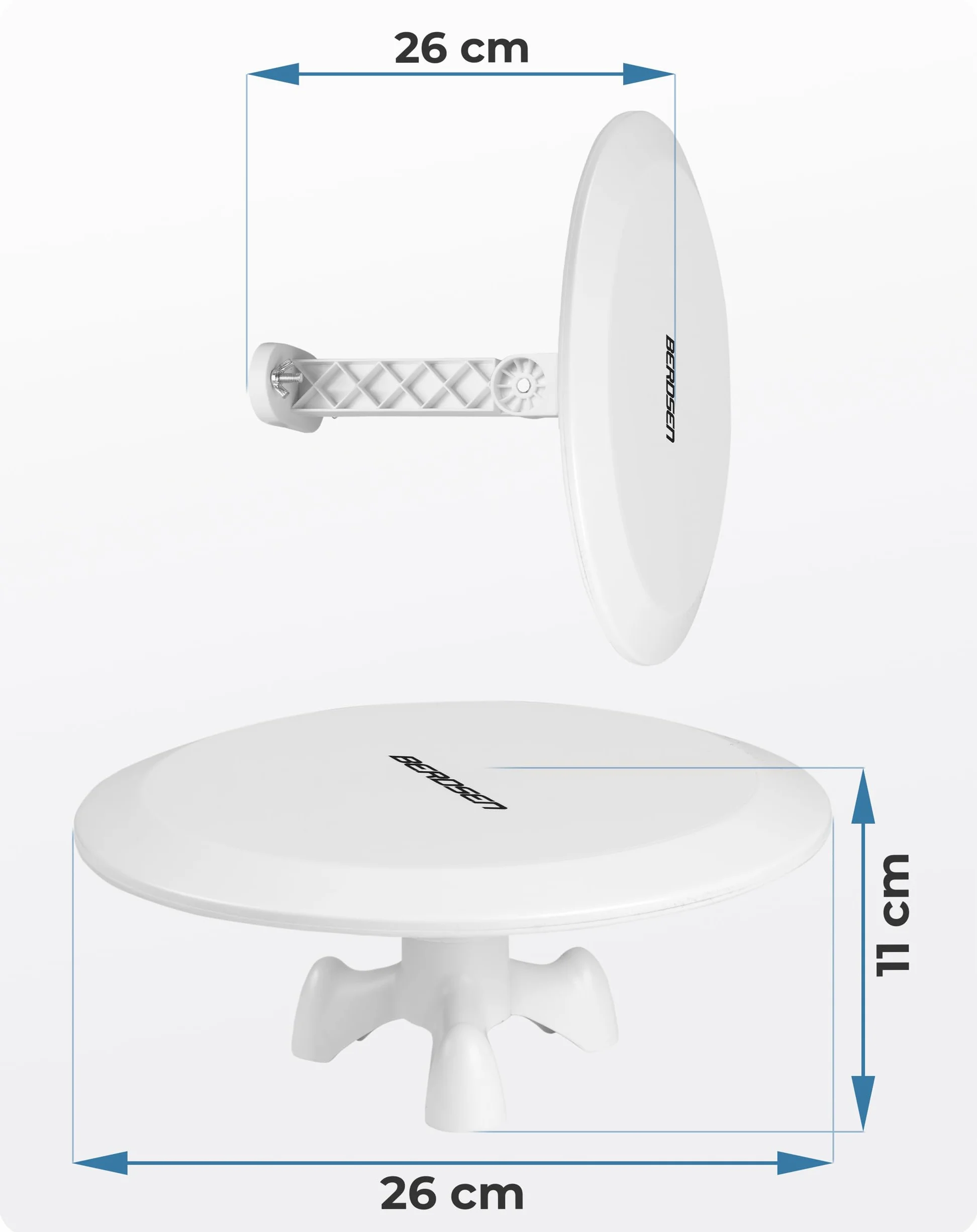 Berdsen Antena DVBT2 ze Wzmacniaczem 28 dB - Antena Pokojowa do Telewizora - Kabel 10 m - Zasięg 80 km Filtr LTE DVB-T i DVB-T2 - Biała