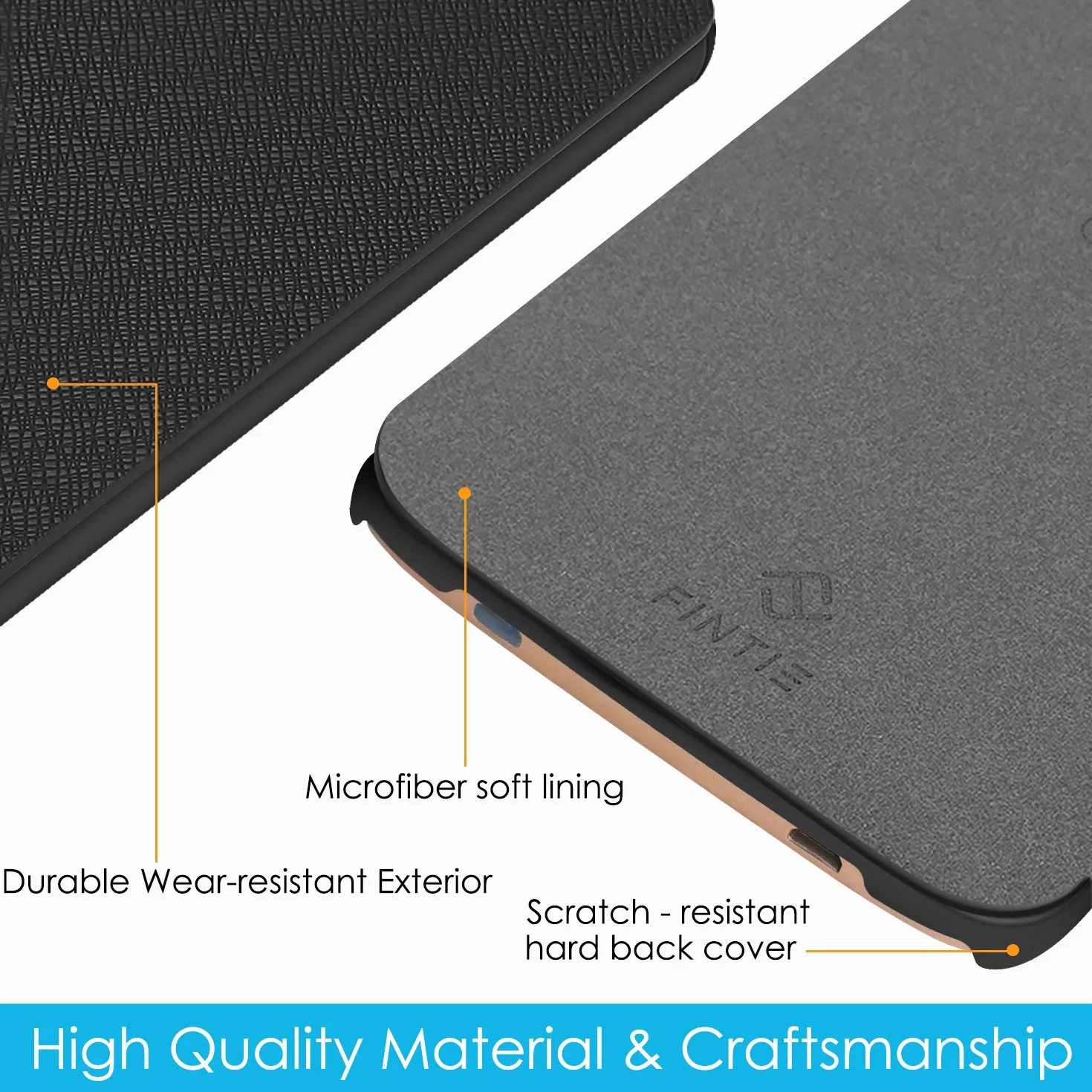 Fintie Etui Slimshell do Pocketbook Touch HD 3 / Touch Lux 4 / Basic Lux 2 E-Reader - Wysokiej jakości lekkie etui ze skóry PU z funkcją automatycznego uśpienia/uśpienia, czarne