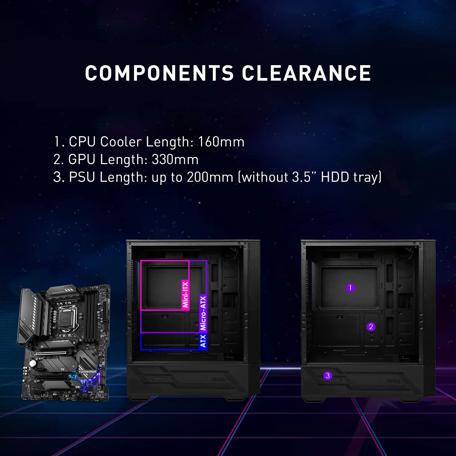 MSI Gaming Mid Tower obudowa PC, panel boczny ze szkła hartowanego, 4 wentylatory aRGB 120 mm, uchwyt chłodzący cieczą do 240 mm x 1 - MAG Forge 112R