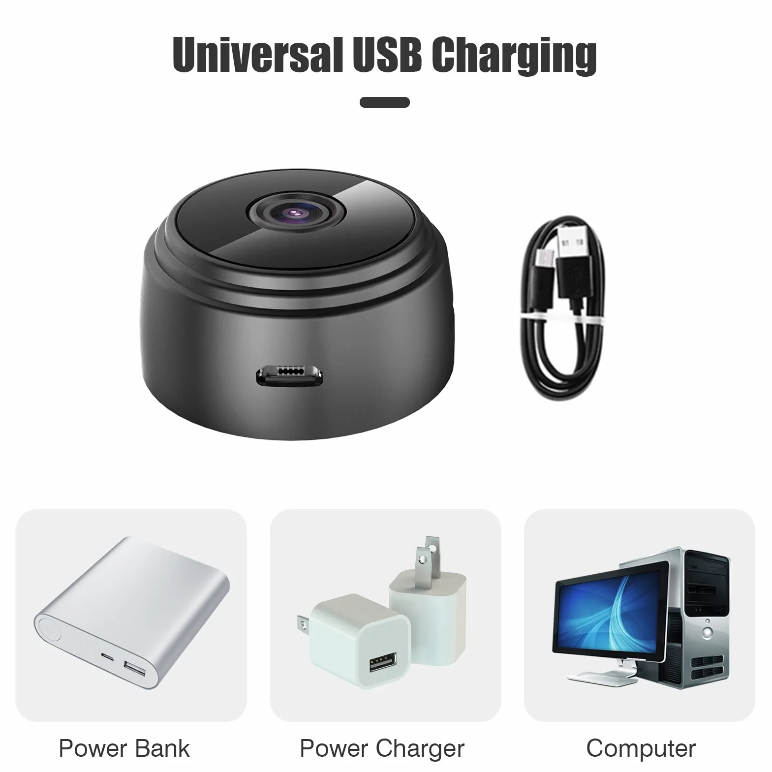 Mini kamera wideo 1080P WiFi, kamera wideo szerokokątna 150°, IR widoczność w nocy, wykrywanie ruchu, 128 GB pamięć rozszerzenia, 240 mAh bateria do monitorowania niemowląt, zwierząt, dom