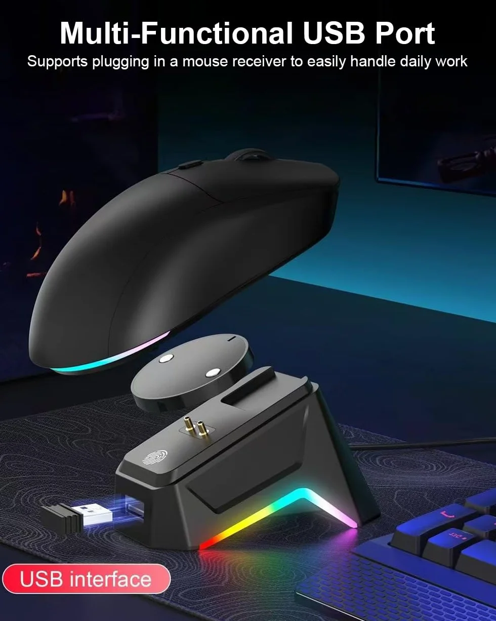 Wireless Magnetic Charging Station for Logitech Mouse G502 / G502 Hero, G703 (Hero) G903 (Hero), G403, G Pro Wireless 1/2, G Prox Superlight 1/2, charging base System with anti-slip and LED