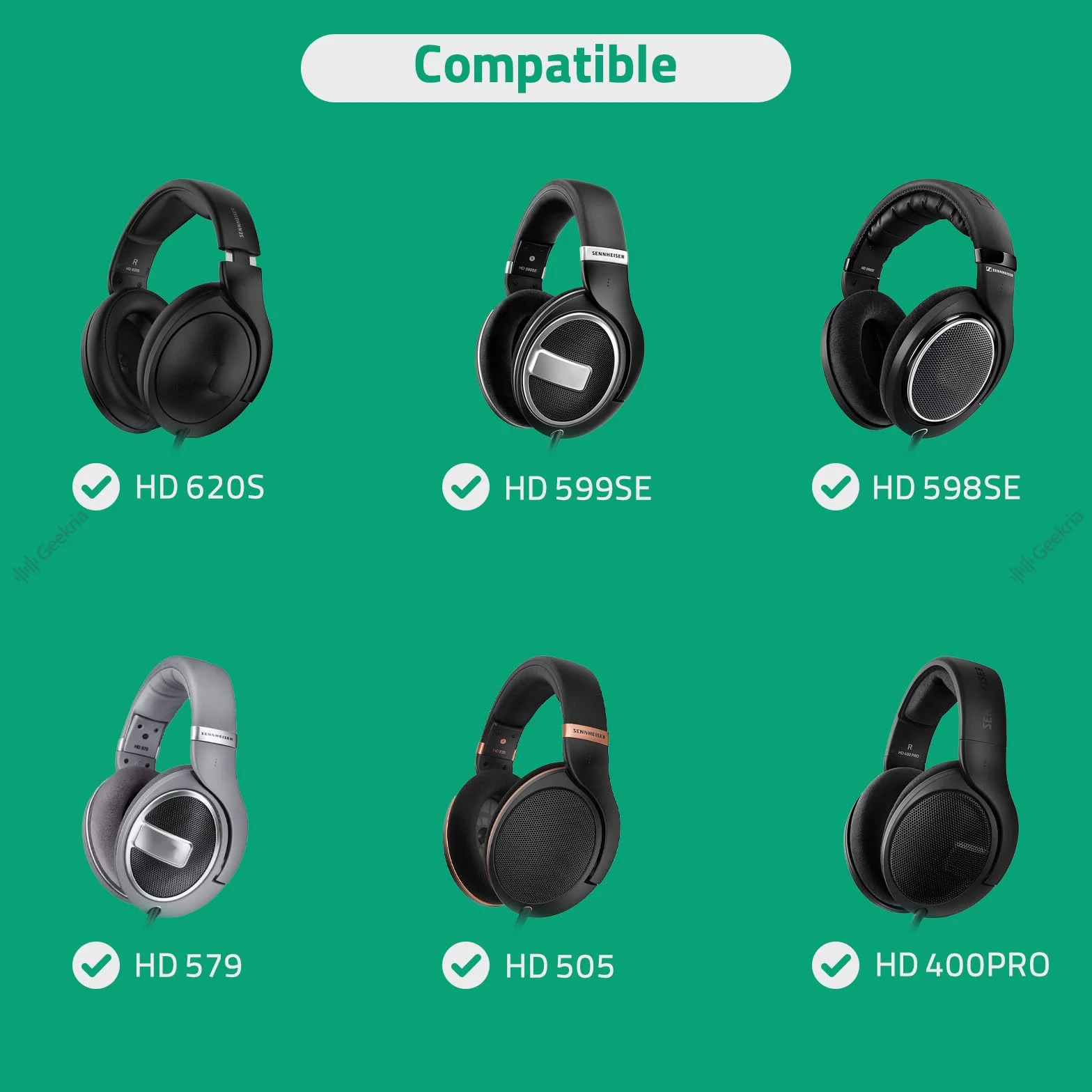 Geekria Kabel Audio USB-C na 2,5 mm Stereo dla Sennheiser HD 620S 599 598 560S 400PRO 579 569 550 505, 1,7 m