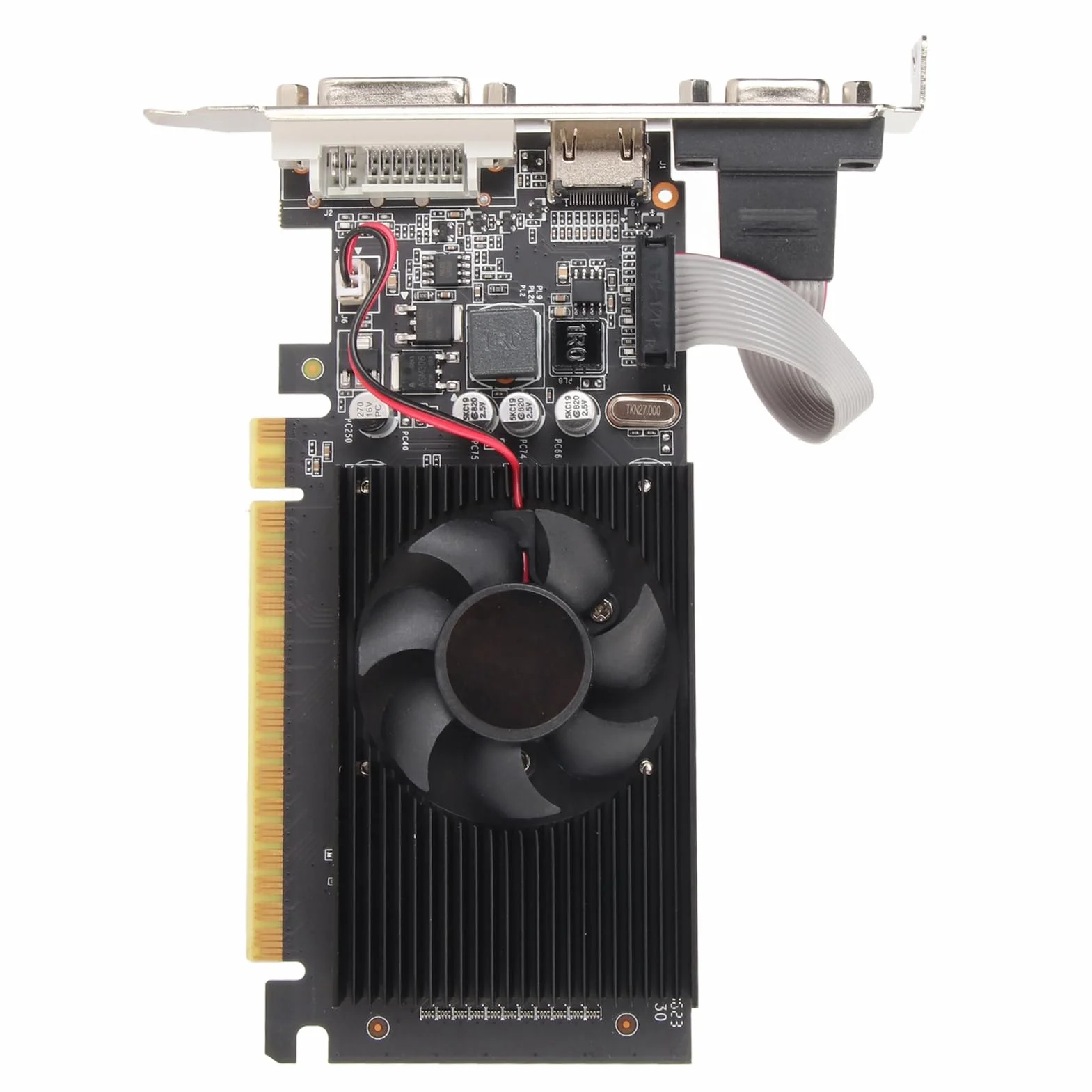 Karta Graficzna GT610 2 GB, 64-bitowa Karta Graficzna DDR3 PCI Express X16 z Wyjściem DVI VGA i Cichym Wentylatorem Chłodzącym do Komputera Stacjonarnego