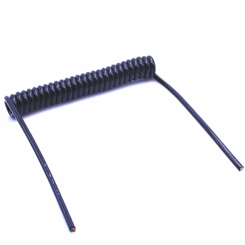 Kabel sprężynowy, 4-żyłowy sprężynowy teleskopowy rozciągliwy przewód przedłużający spiralny kabel 24AWG0,2 mm /20AWG0,5 mm /17AWG1,0 mm /14AWG2,0 mm(2.5 Meters,20AWG0.5MM)