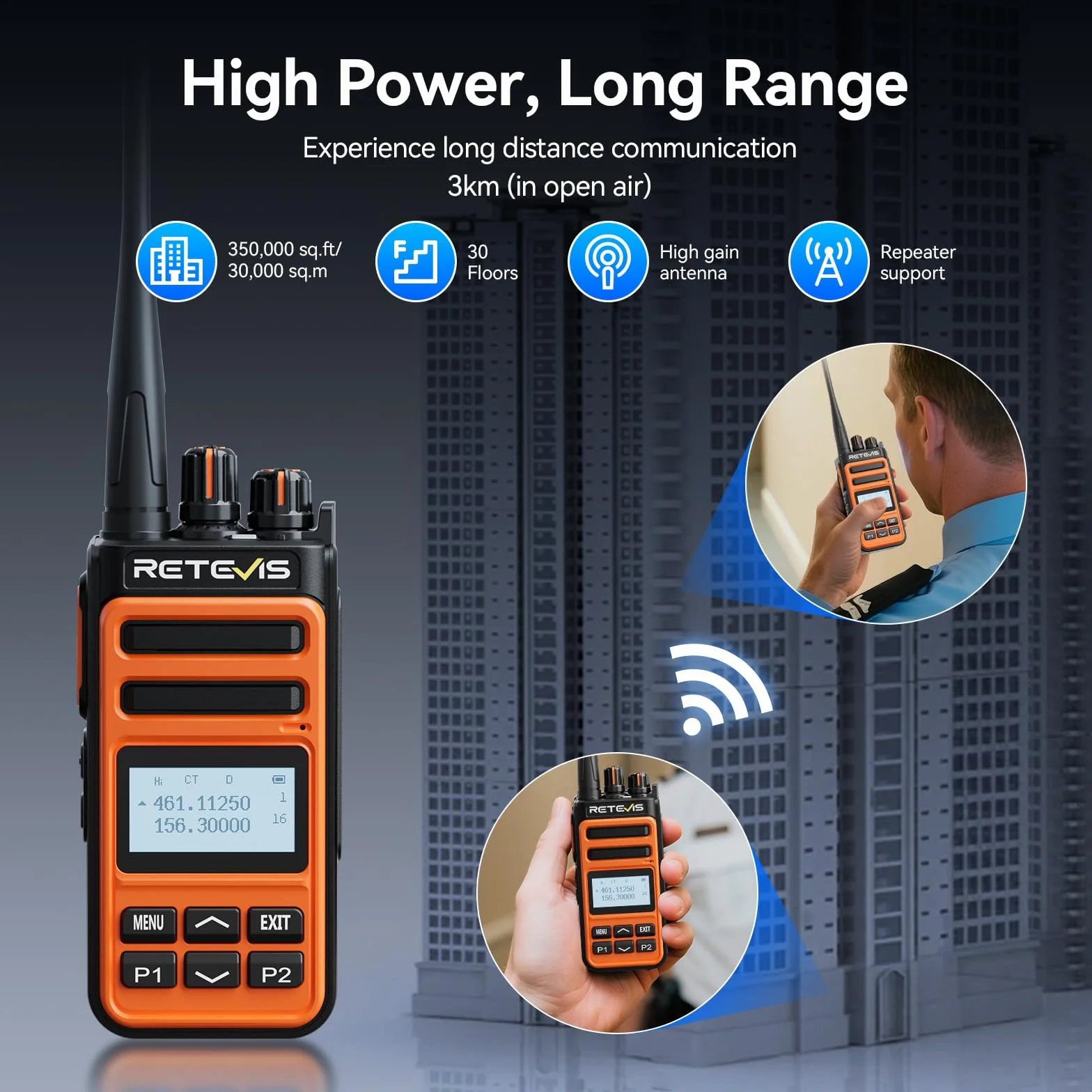 Retevis C66B Dual Band Ham Radio, szybkie ładowanie krótkofalówek o dużym zasięgu, redukcja szumów, alarm awaryjny, profesjonalne dwukierunkowe radia do restauracji, hoteli (pomarańczowe, 4 szt.)