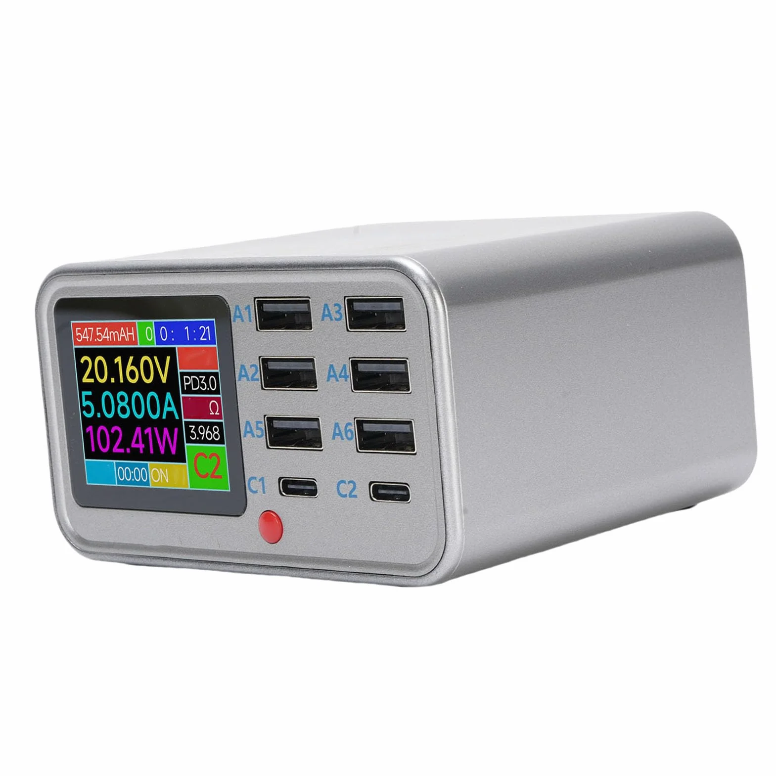 Naroote Stacja ładująca z Wieloma Portami USB i Bezprzewodowa, 8-portowy Koncentrator ładujący USB o Mocy 100 W, Szybkie ładowanie QC3.0 PD do Telefonu Komórkowego i Tabletu (wtyczka UE)