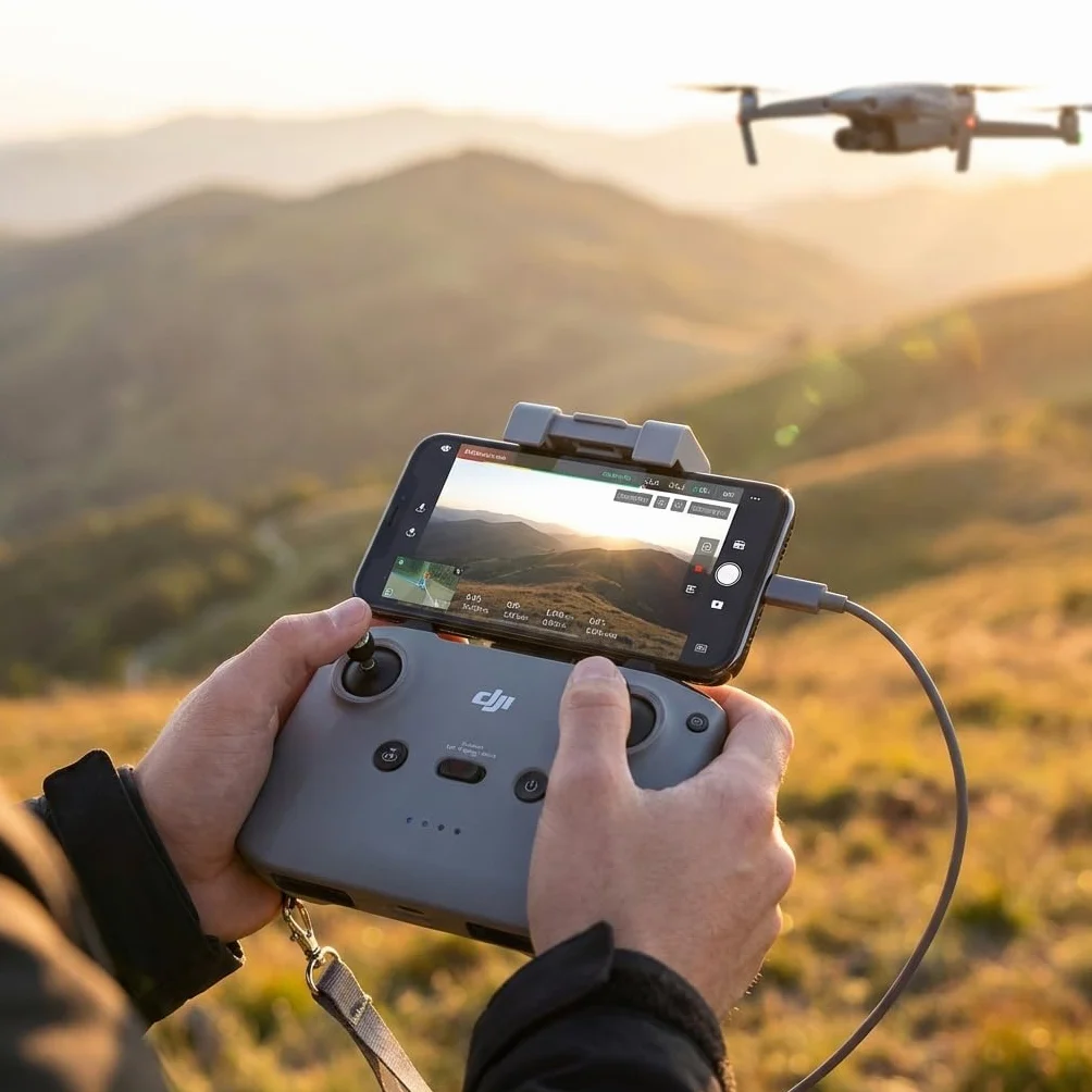 QWORK Zestaw uchwytów na tablet kompatybilny z DJI FLIP/NEO/Mini4Pro RC N3 N2 N1 - łatwa instalacja i bez demontażu, w zestawie smycz i 2 kable do transmisji danych