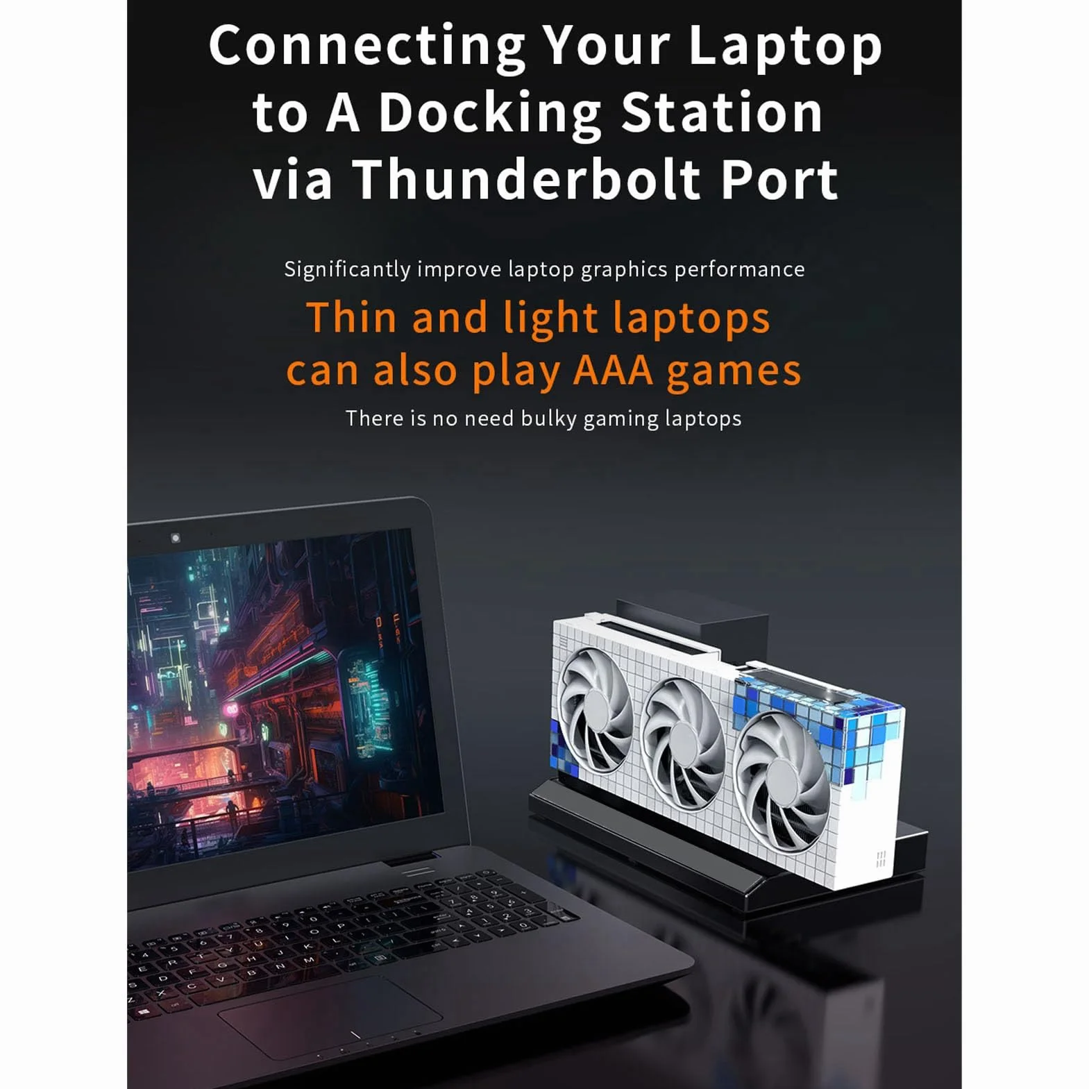 Alomejor Stacja Dokująca Zewnętrznej Obudowy GPU ze Stopu Aluminium Szybki Transfer Danych do Konsol do Gier - do NUC, Laptopów