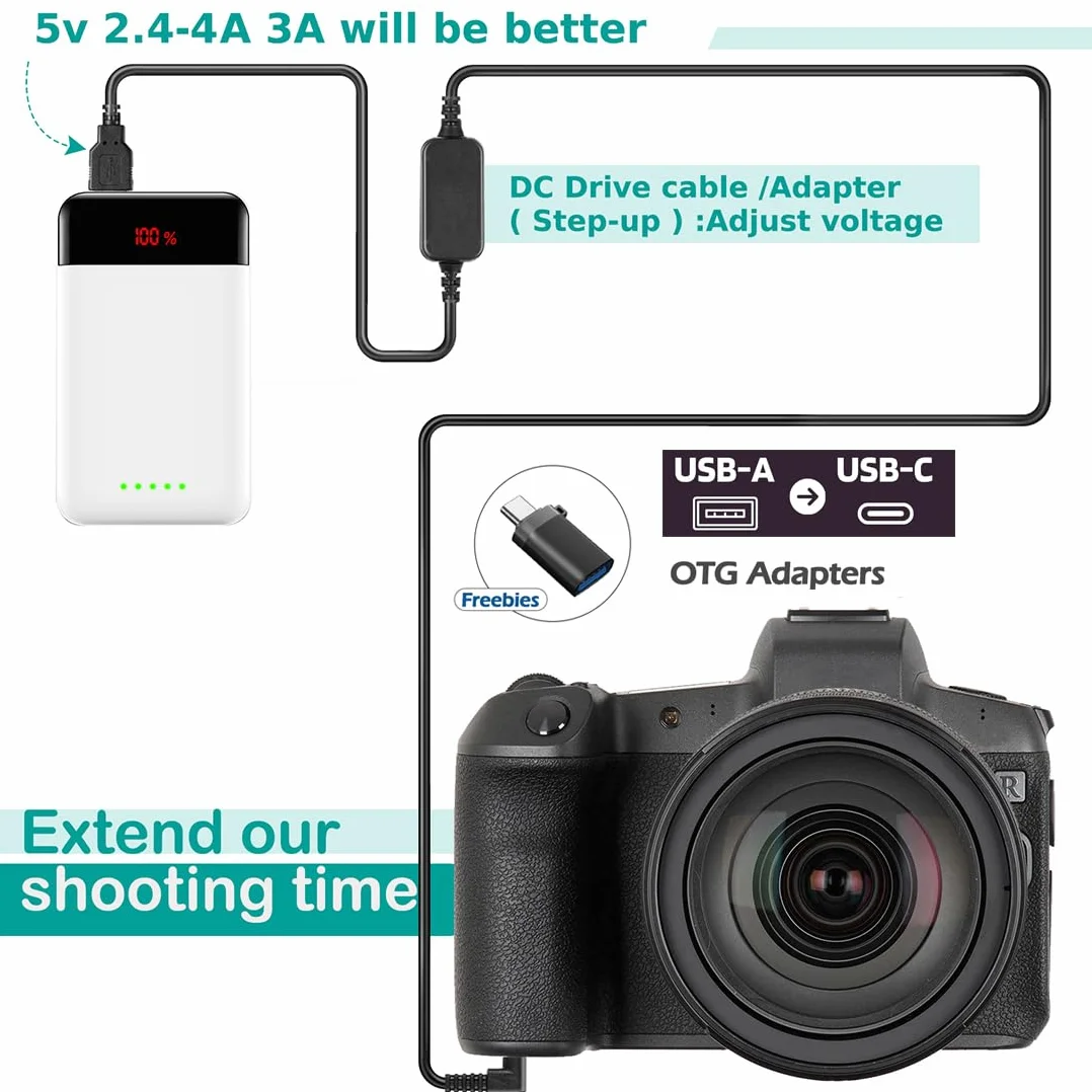 DR-E12 LP-E12 Dummy Bateria + Kabel USB 5V-8.4V ACK-E12 Sterownik do Canon EOS M EOS M2 M10 M50 M100 M200