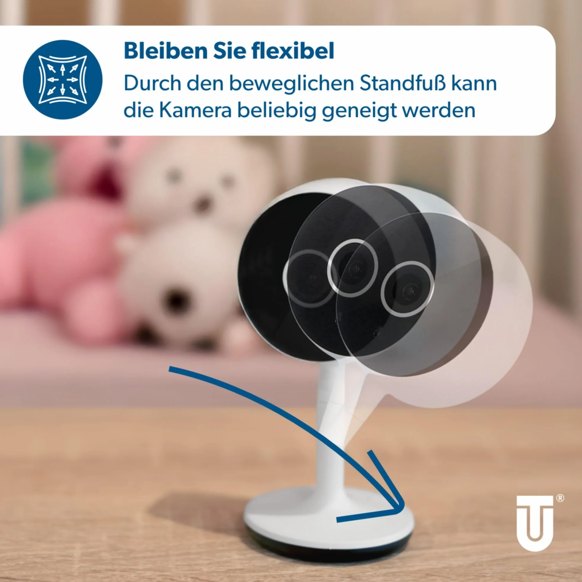 UNITEC Inteligentna kamera monitoringowa WiFi Full HD, wykrywanie ruchu i hałasu, funkcja noktowizora, 1 sztuka (1 opakowanie)