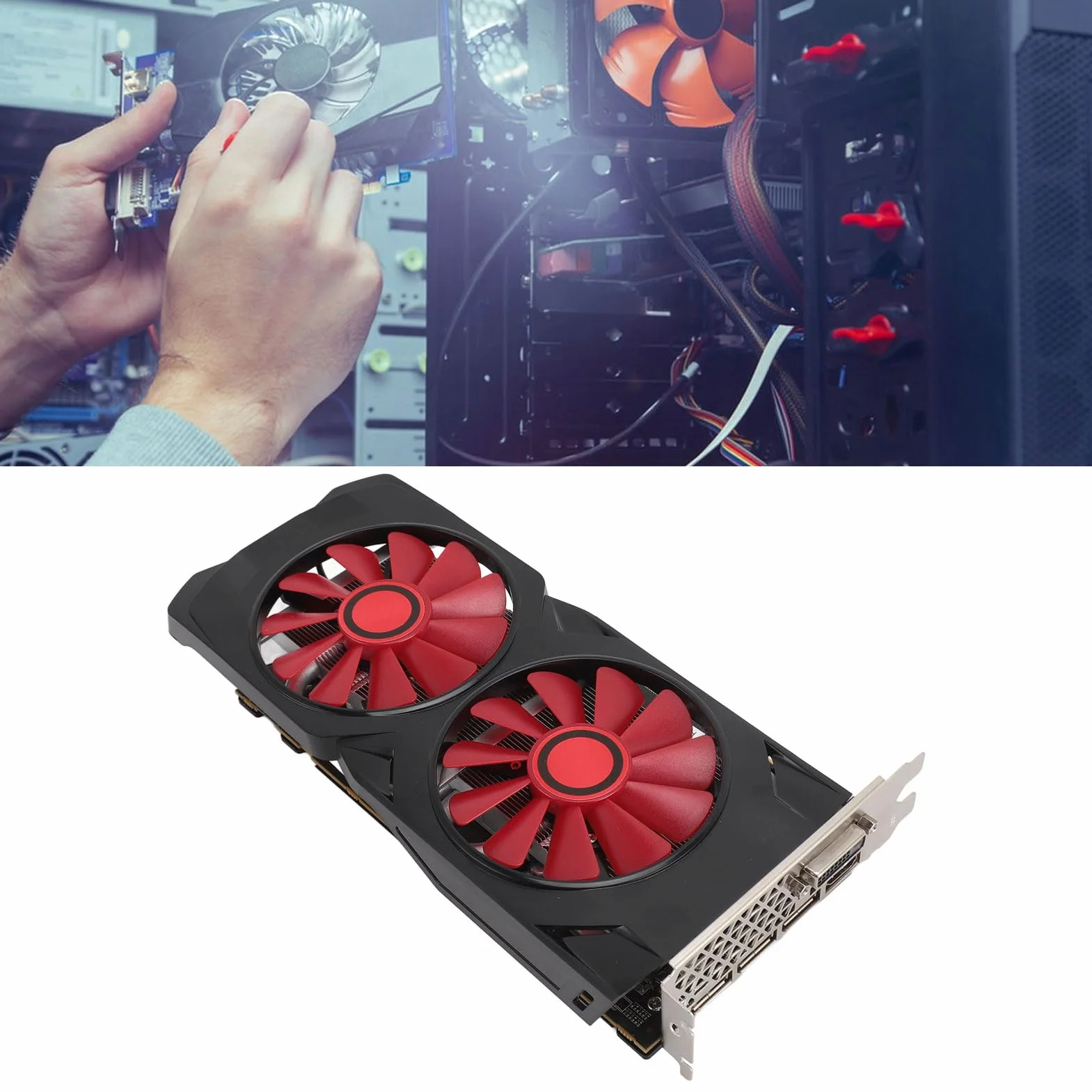 RX580 8 GB GDDR5 256bitowa karta graficzna do gier, cichy, podwójny wentylator, karta graficzna do gier z PCI Express 2.0, 16X do komputera stacjonarnego
