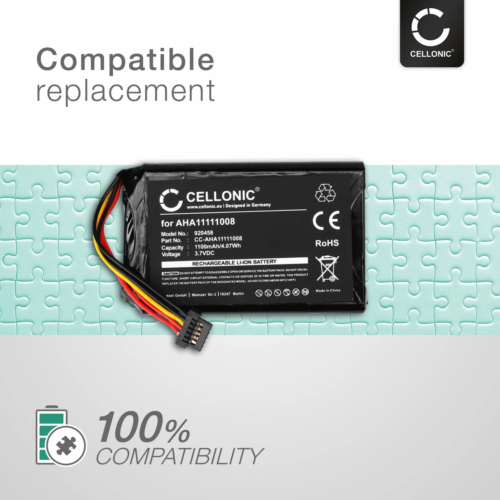 CELLONIC 1 x akumulator do nawigacji kompatybilny z Tomtom Go 6000, Go 5100, Go 5000, VFAD - (1100 mAh, 3,7 V) + zestaw narzędzi