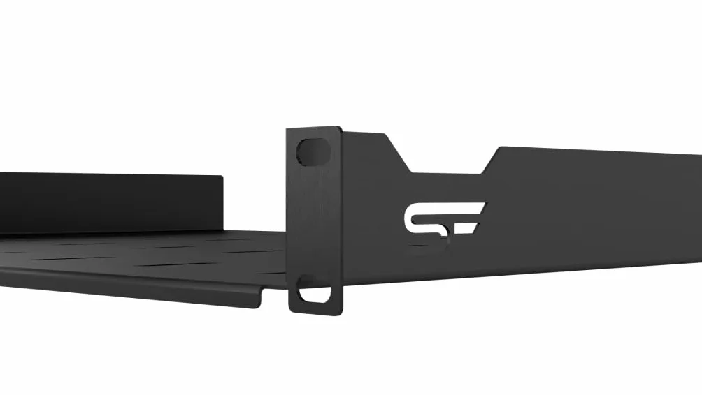 Półka Stała Standard Rack 19 cali 1U 350mm Metal Czarny Perforowana do Szaf Serwerowych Sieciowych