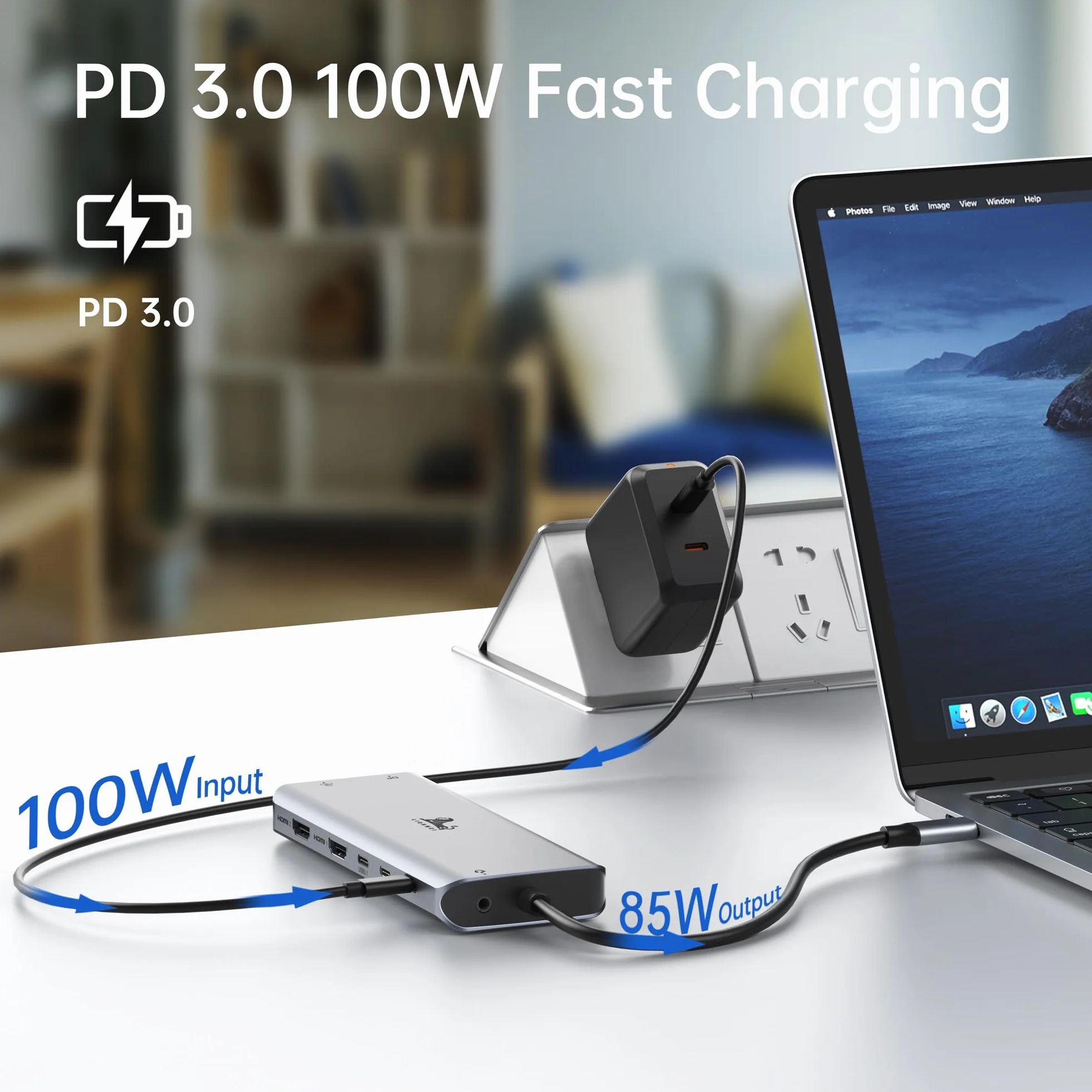 Stacja dokująca USB C Dual Monitor 13 w 1 stacja dokująca laptop 2 monitor | Hub USB-C Triple Display z 2 HDMI, DisplayPort, 5 portami USB, Ethernet, 100 W PD, SD/microSD, Audio/Mic dla Dell HP