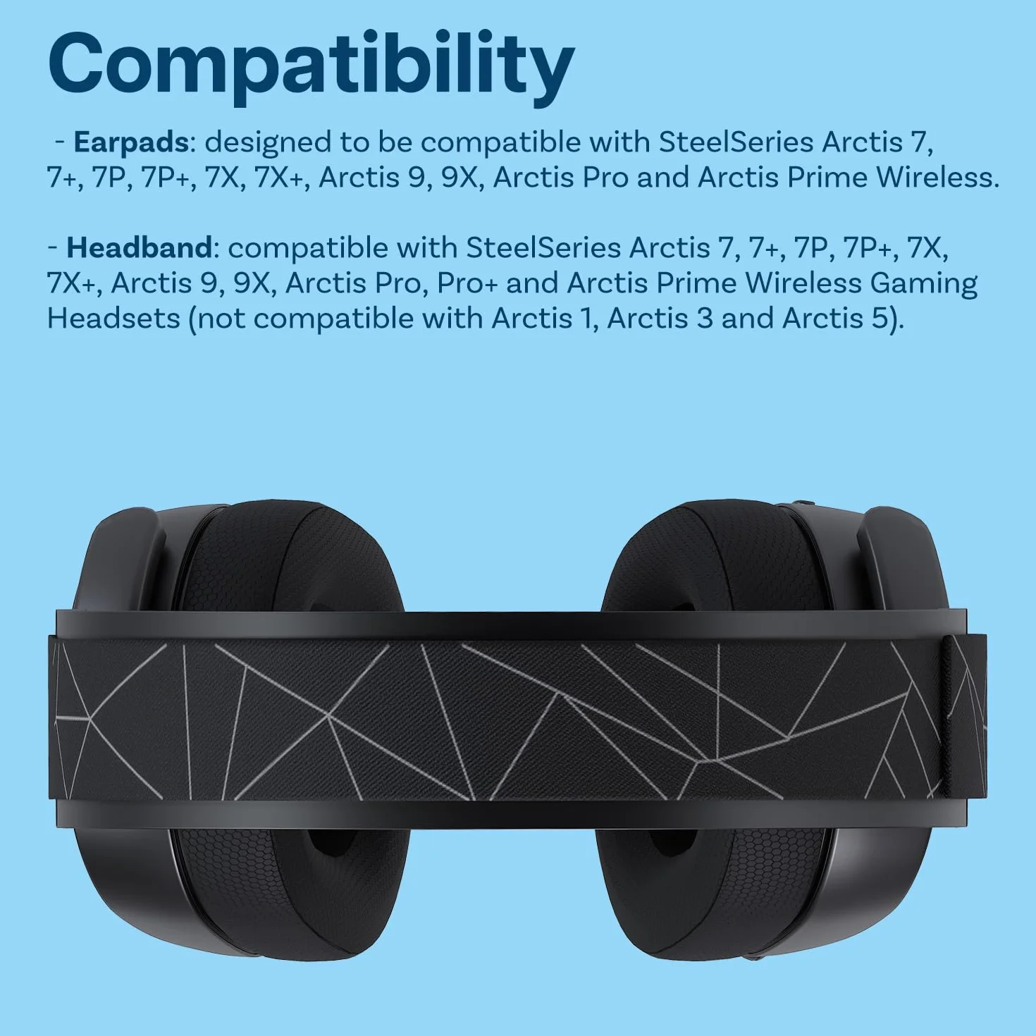 Zapasowe Nausznik i Pałąka do SteelSeries Arctis 7/9 / Pro & Prime Wireless Gaming Słuchawek od MMOBIEL - Chłodząco-żelowych Poduszka Uszu i Elastyczny Materiałowy Zamiennik Pałąka