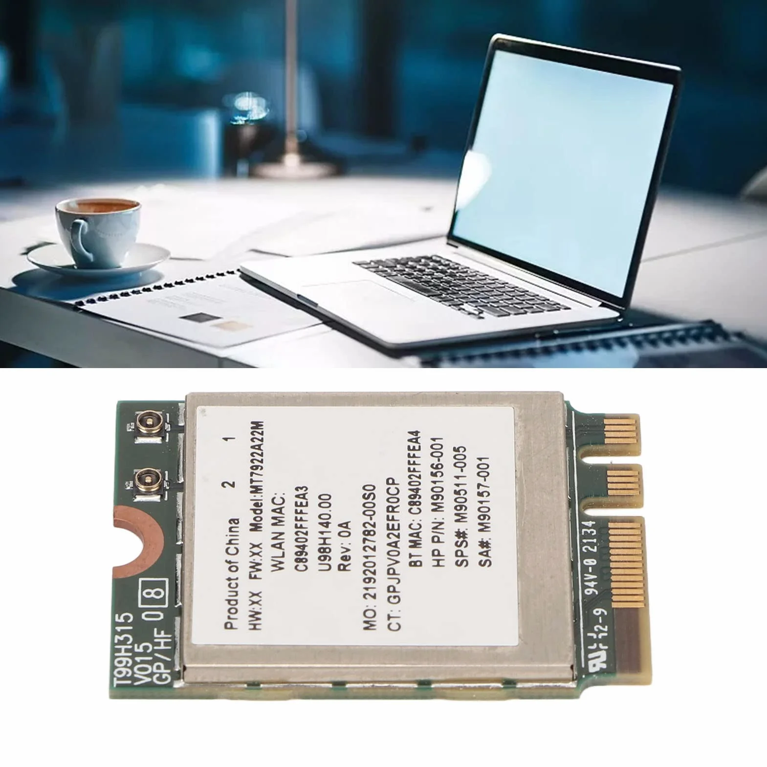 MT7922 Wi-Fi 6E Bezprzewodowa Karta Sieciowa 2400 Mb/s 2.4G/5G 802.11AX M.2 NGFF Bluetooth 5.2 MU-MiMO Adapter Karty Sieciowej