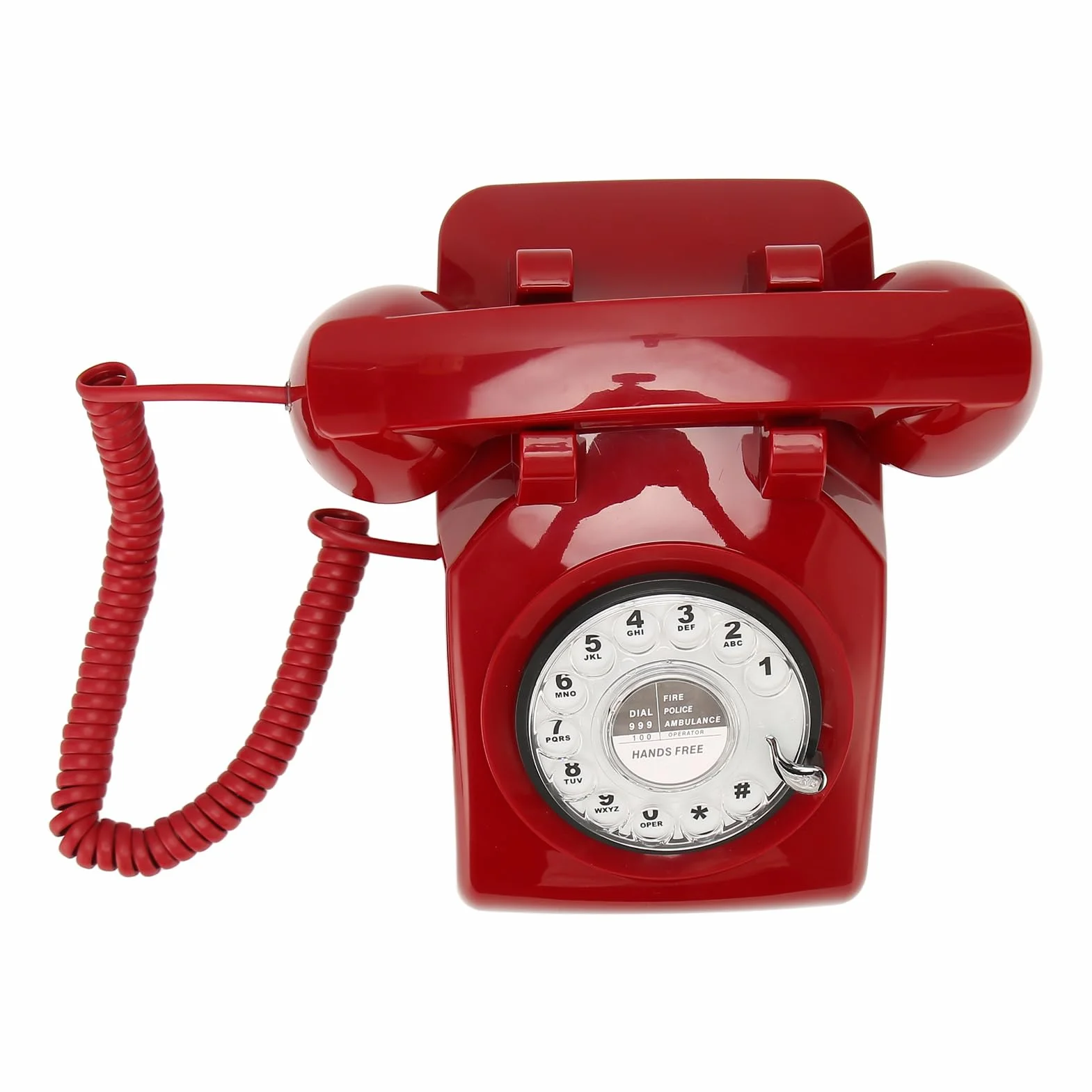 Cryfokt Cryfokt Vintage Obrotowy Telefon Nostalgiczny Telefon Retro z Mechanicznym Głośnikiem Dzwonka do Domowego Hotelu Biurowego (Beżowy) (Beżowy) (czerwony)