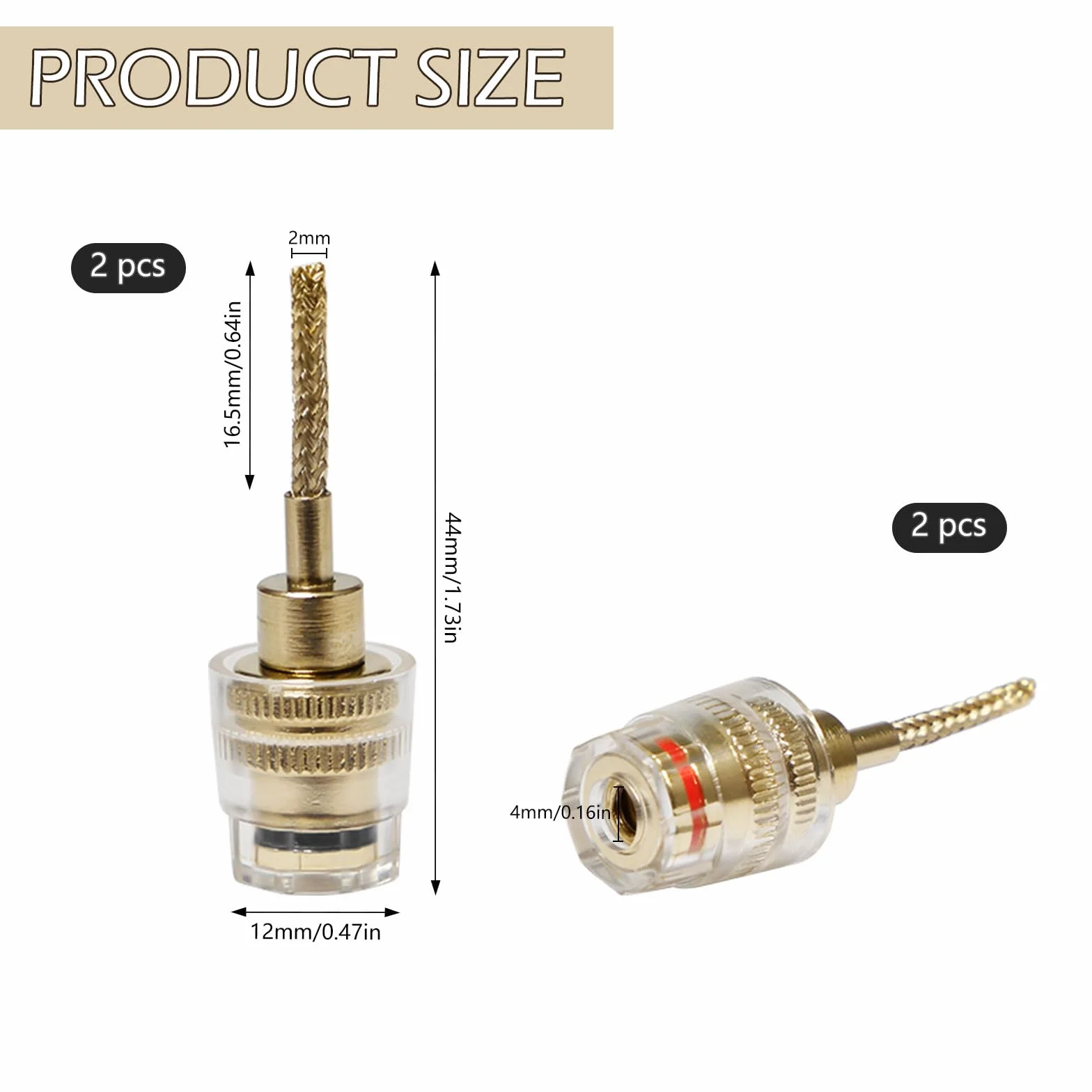 4 szt. Złącze audio Bananowe Elastyczne złącze bananowe Czerwone i czarne 4 mm Żeńskie złącza bananowe do 2 mm wtyk do wzmacniaczy, głośników i sprzętu audio