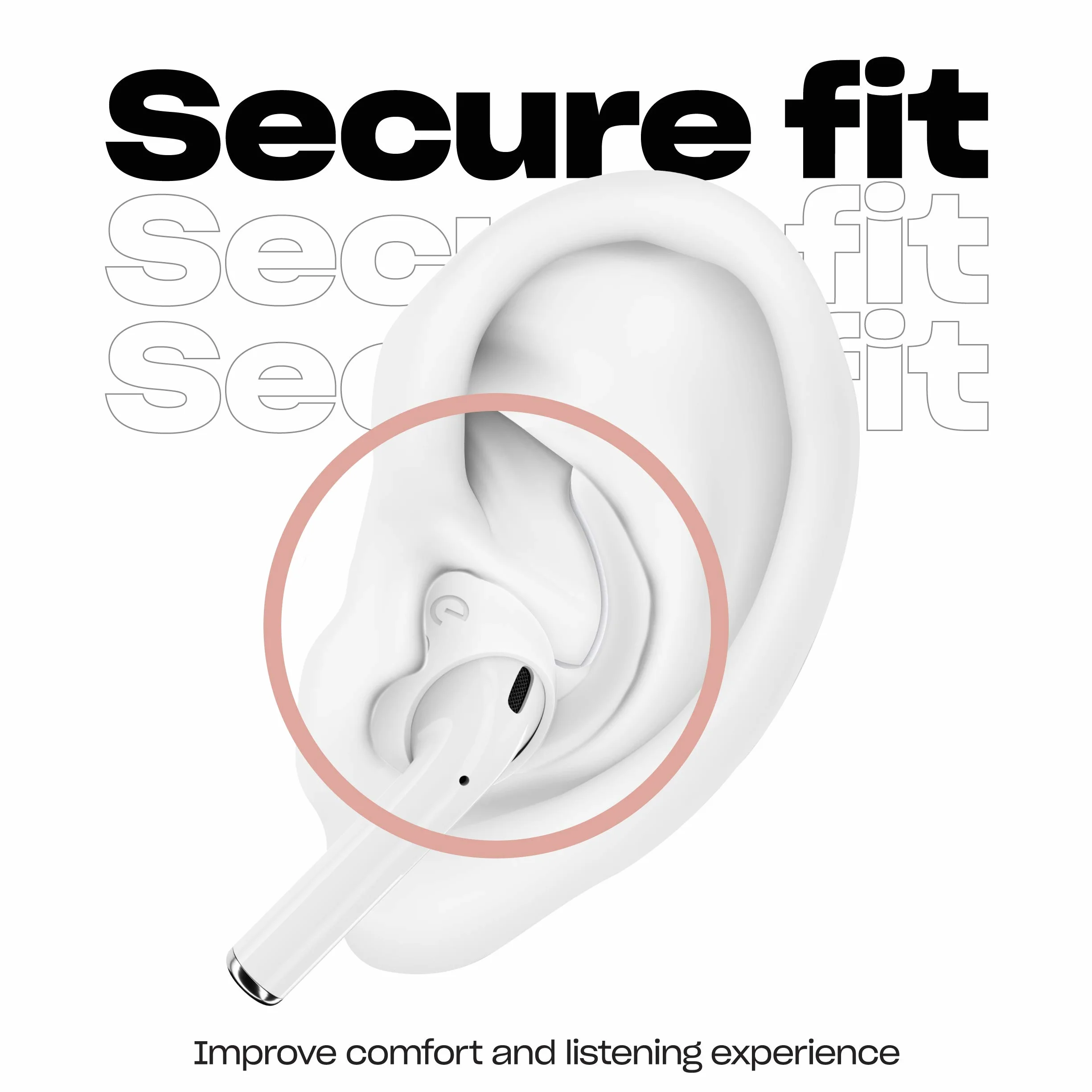 Keybudz EarBuddyz Ultra douszne, antypoślizgowe, silikonowe nakładki do słuchawek Apple AirPods, słuchawki EarPods, akcesoria do słuchawek, nauszniki, słuchawki, sportowe, białe