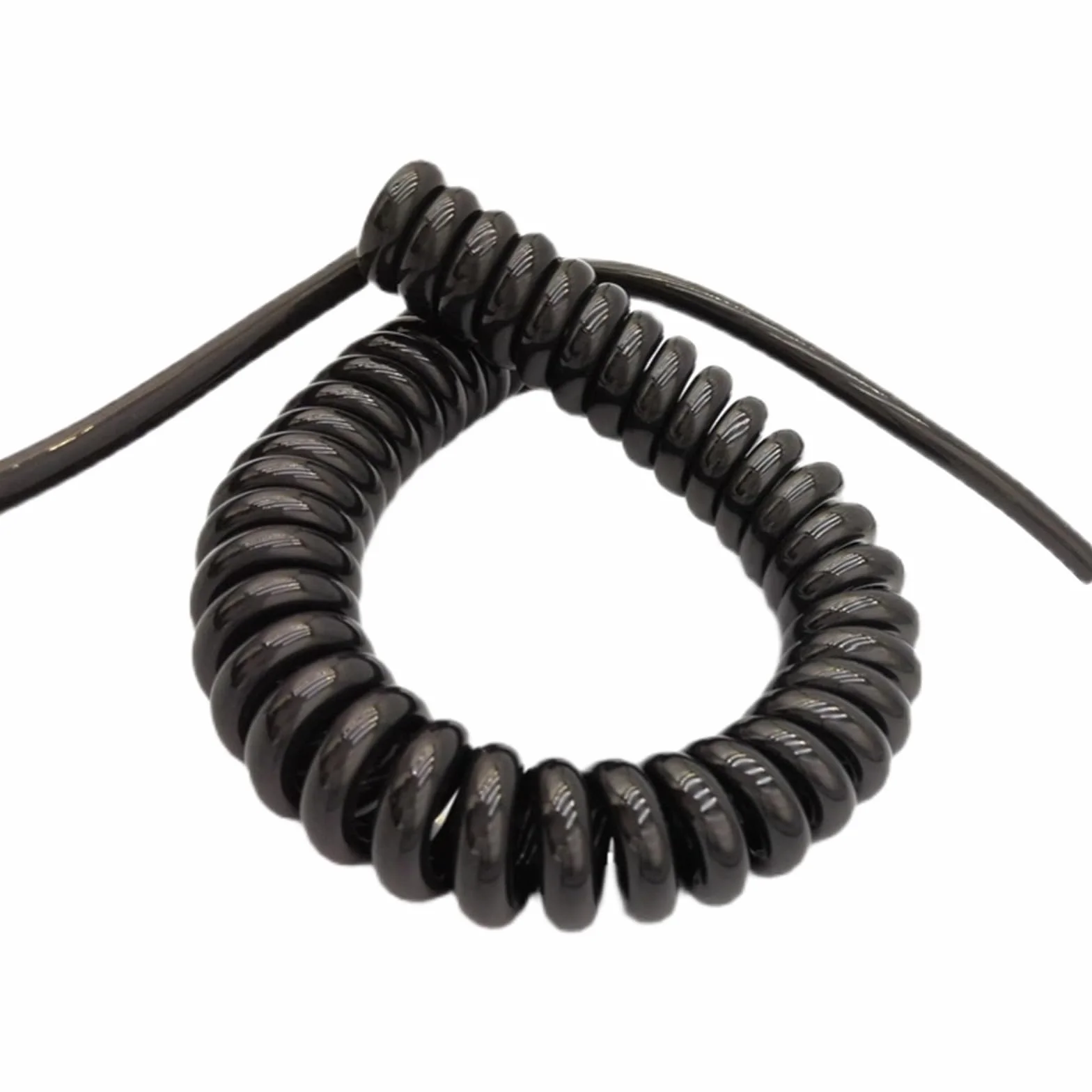 Kable spiralne elastyczne, 2 rdzenie Czarny, rozszerzalny przewód zasilający Sprężynowy drut teleskopowy Spiralny kabel zwijany z cewką(2 core 14AWG,Line length 5 meter)
