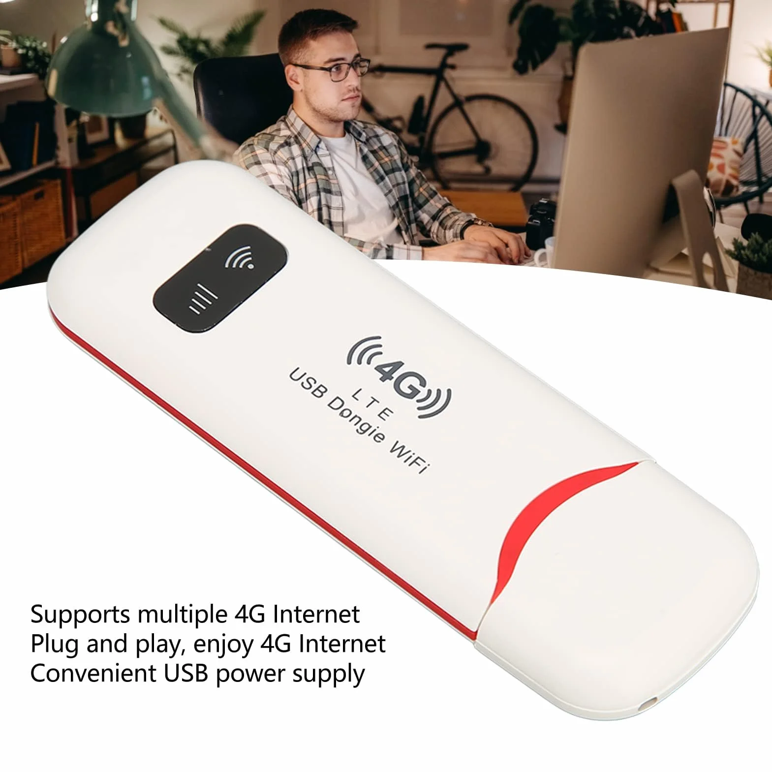 Przenośny Wi-Fi 4G LTE Wireless USB Dongle mobilny hotspot przenośny router WiFi z gniazdem na kartę SIM, szyfrowanie WPA WPA2, obsługuje 10 użytkowników mobilnych
