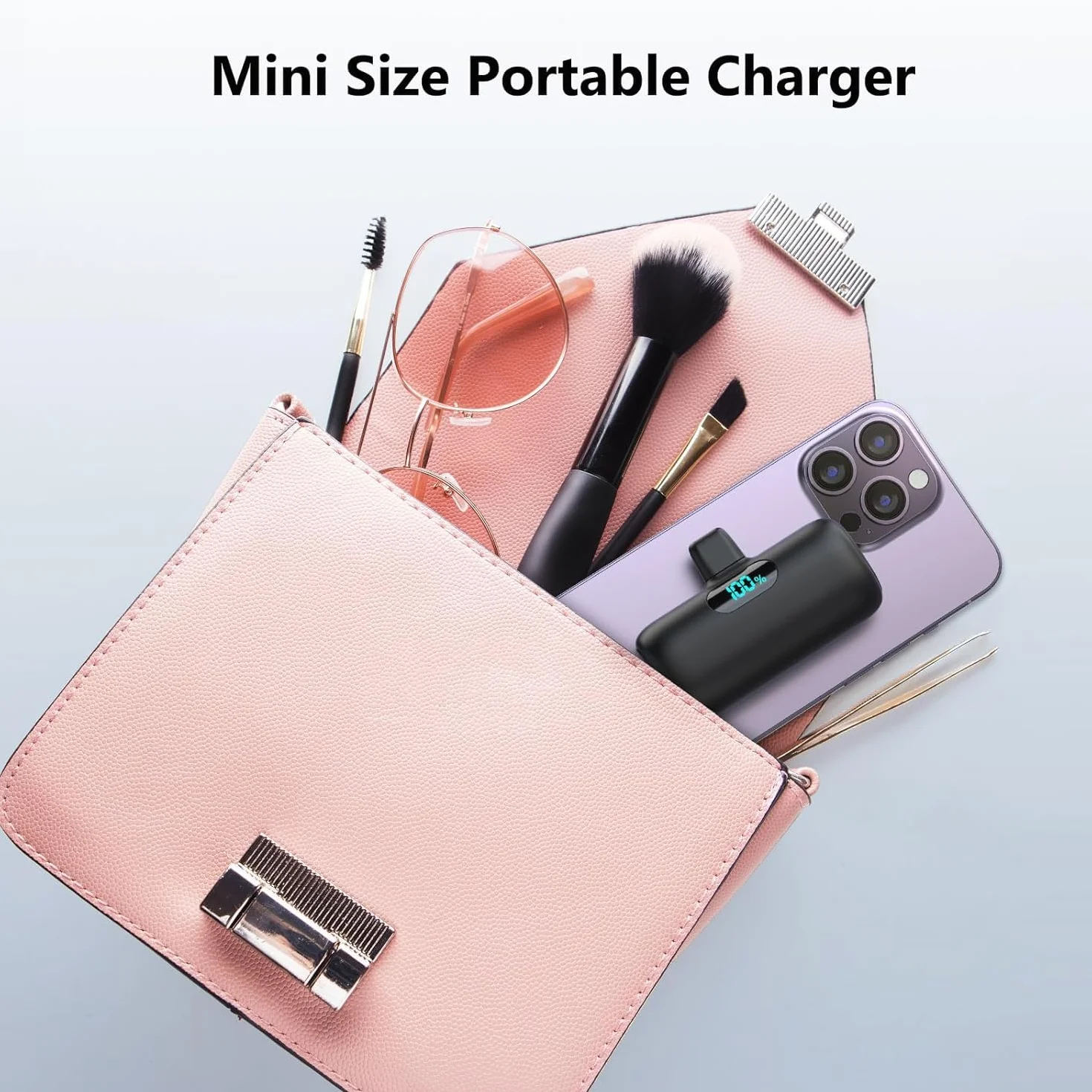 Mini Power Bank USB C 5000 mAh, powerbank, mały, ale mocny, 20 W, PD 3.0, szybkie ładowanie, przenośny, zewnętrzny akumulator z wyświetlaczem LED, kompatybilny z iPhone 17/16/15, Samsung S25/24 itp