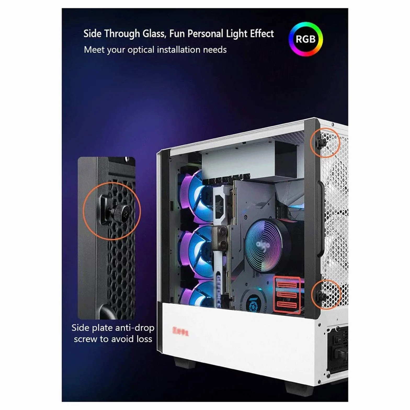 Obudowa komputera Szkło hartowane z pełnymi bokami 5 wentylatorów Obsługuje formaty ATX/M-ATX/ITX Obsługuje chłodzenie wodą Odpowiednie do biura i gier (Size : Style 2)