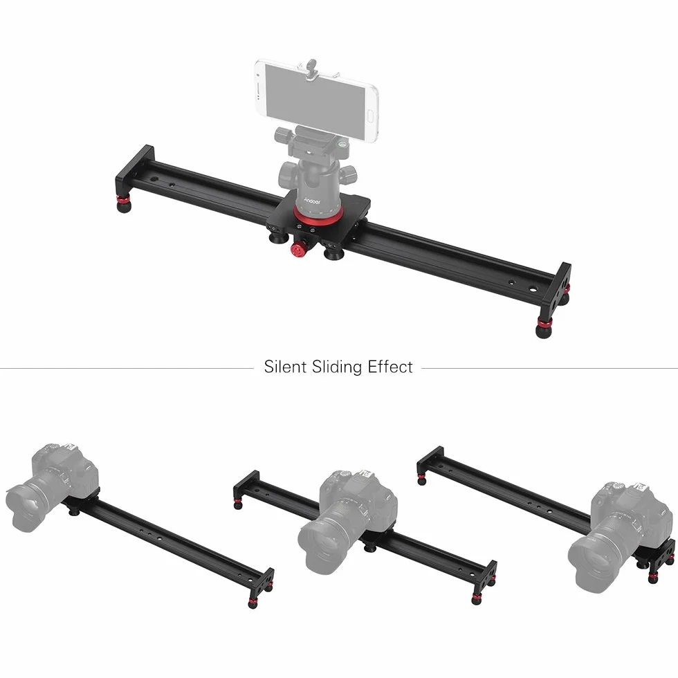 Andoer Zmotoryzowana kamera Slider 50 cm – Dolly Rail ze stopu aluminium do lustrzanek cyfrowych i aparatów slotowych – suwak do fotografii wideo o nośności 11 lbs