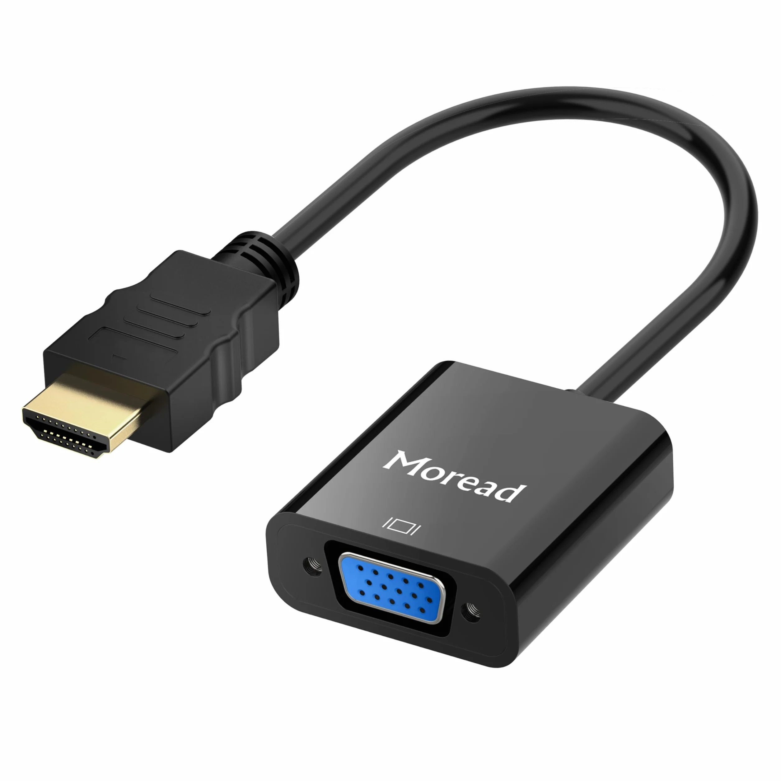 Adapter HDMI na VGA, pozłacany Moread adapter HDMI na VGA (męski na żeński) do komputera, komputera stacjonarnego, laptopa, monitora, projektora, Chromebooka, Raspberry Pi, nie tylko, czarny