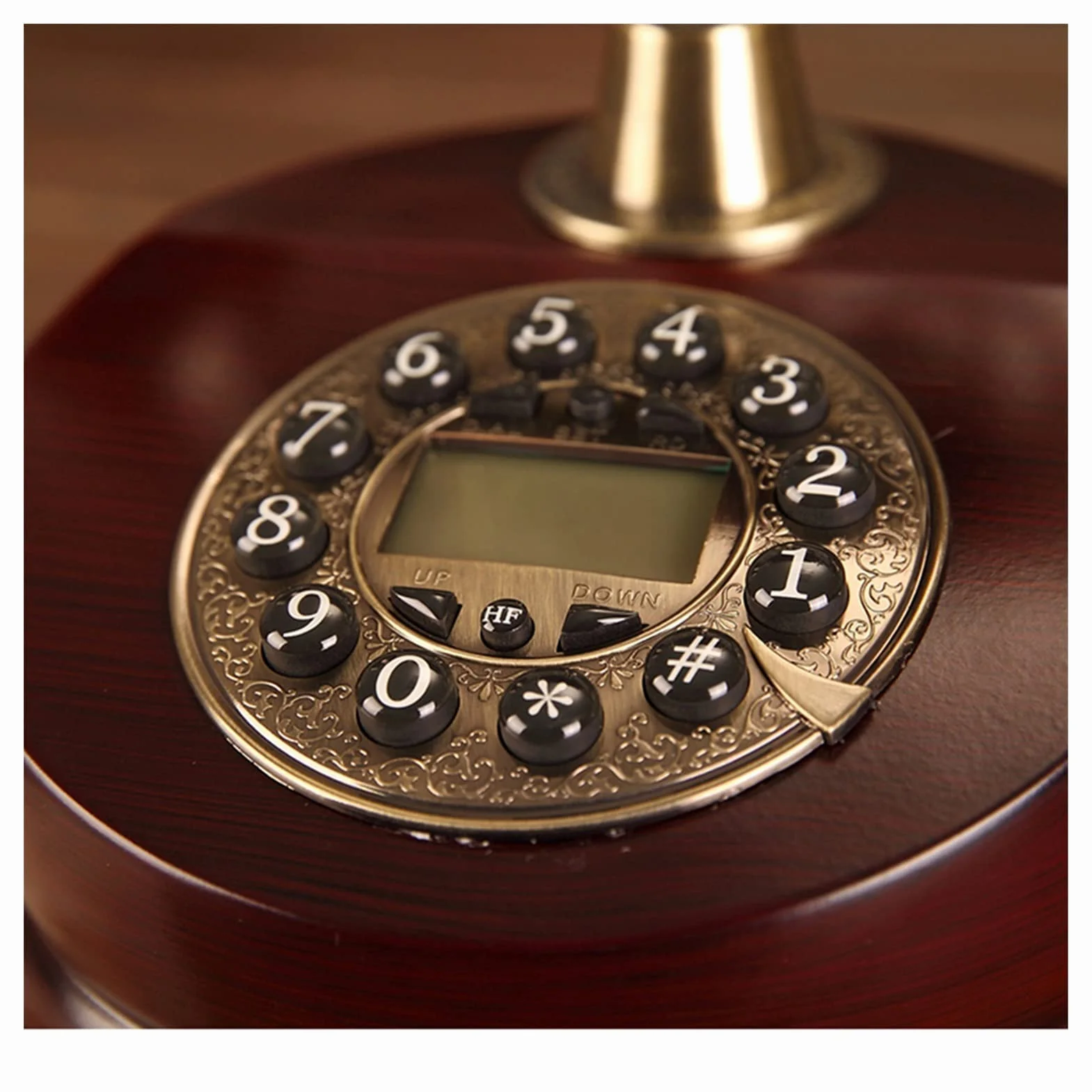 Telefon stacjonarny w stylu retro， Przewodowy telefon stacjonarny z cyfrowym przyciskiem z żywicy do biura domowego