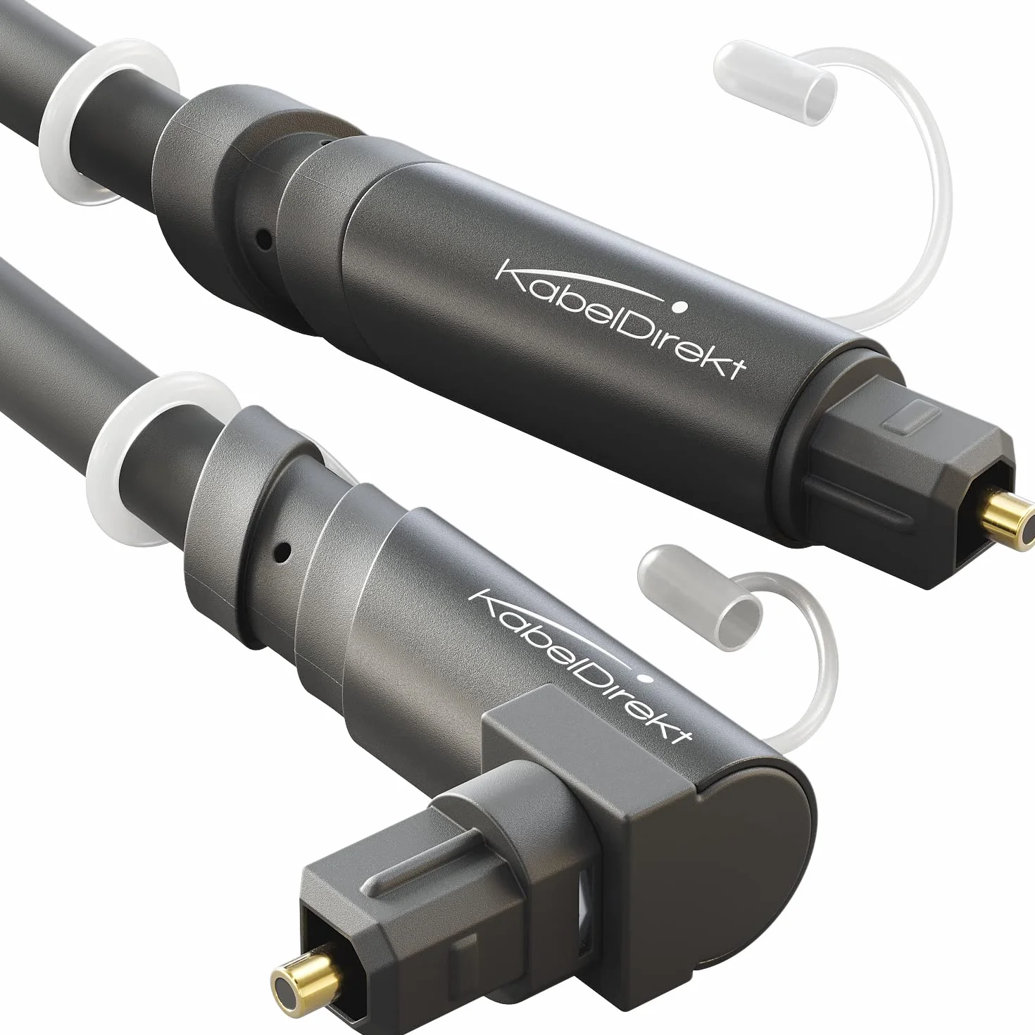 KabelDirekt – Kabel optyczny audio pod kątem 90° z 0% stratą sygnału – 3 m – Kabel TOSLINK (S/PDIF, światłowodowy do kina domowego, wzmacniaczy, Gaming, PS4, Xbox)