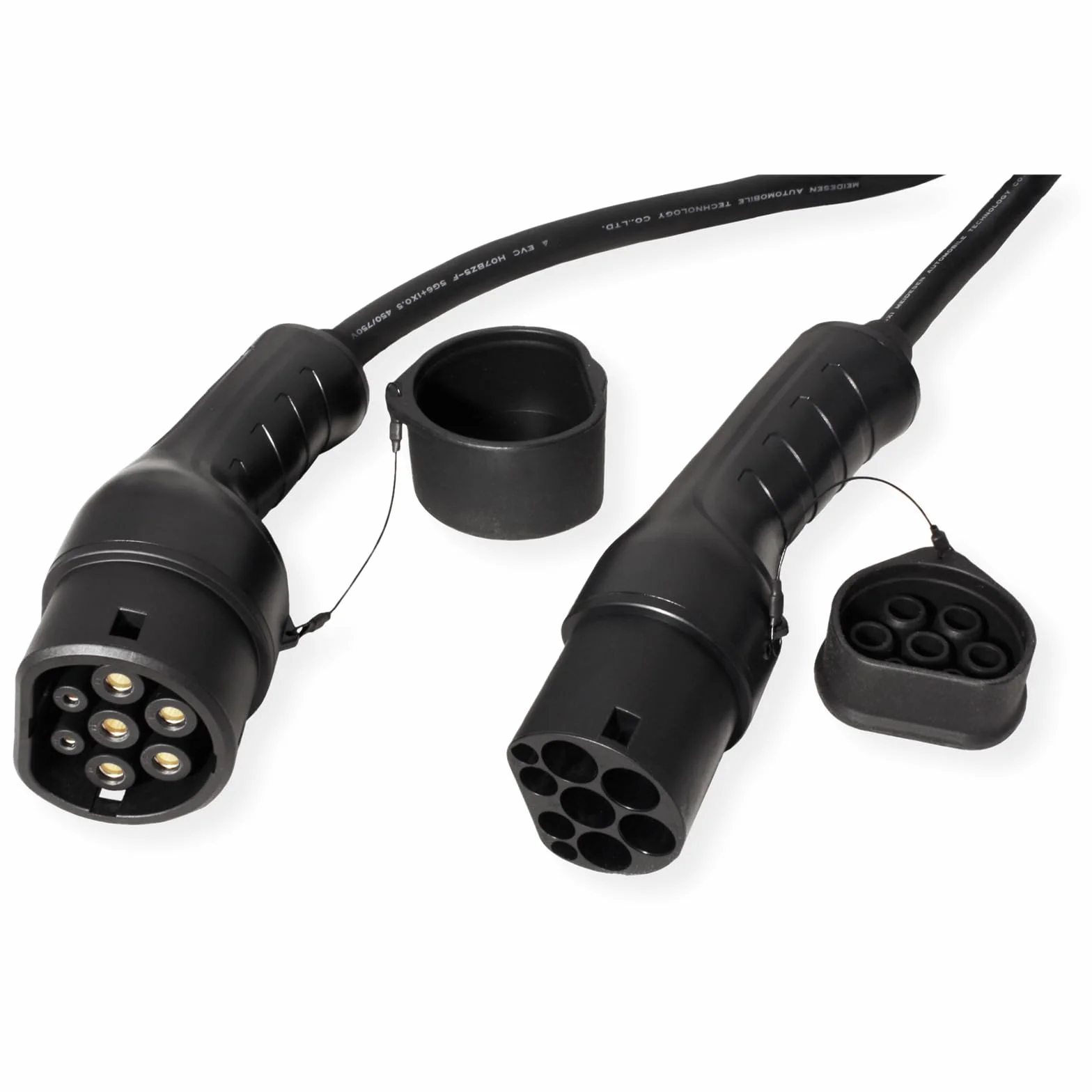ROLINE Kabel do ładowania e-samochodu typu 2, 3-fazowy, 480 V AC (3P+N+E), 32 A, 22 kW, kabel spiralny, 5 m
