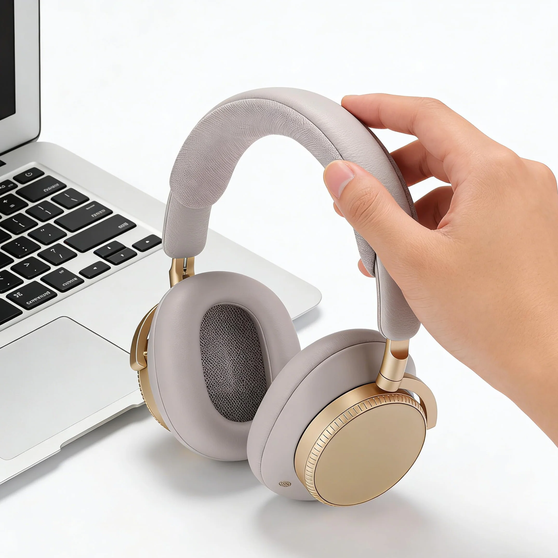 Defean Wymienne nauszniki ze skóry jagnięcej, kompatybilne z Bang & Olufsen Beoplay H100 Premium, bezprzewodowe słuchawki nauszne z aktywną redukcją szumów, klepsydra piaskowa