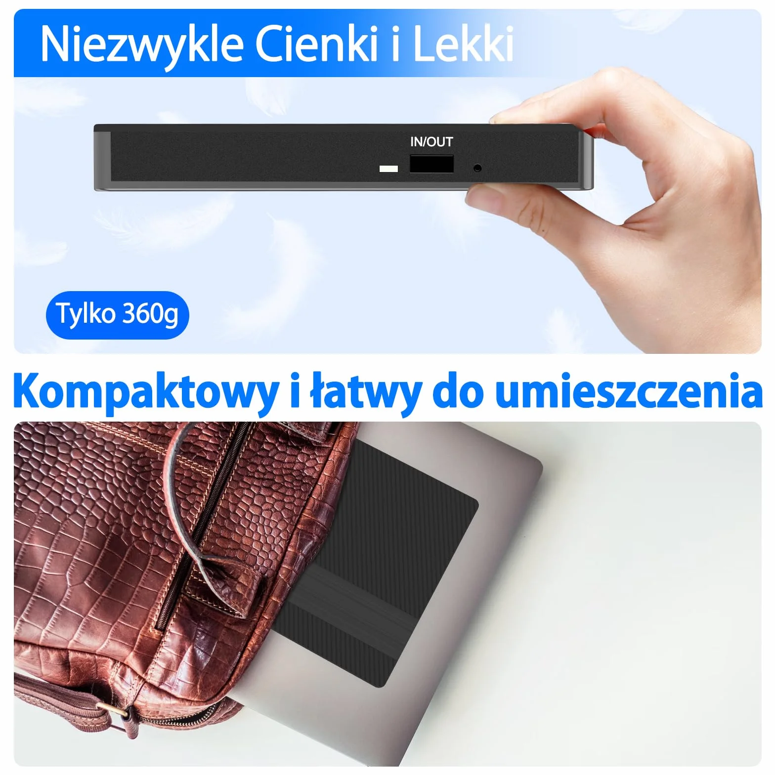 Zewnętrzny napęd CD/DVD USB 3.0 Typ-C Nagrywarka +/-RW Przenośny do laptopów i komputerów Mac OS Windows 11/10/8/7/XP Linux