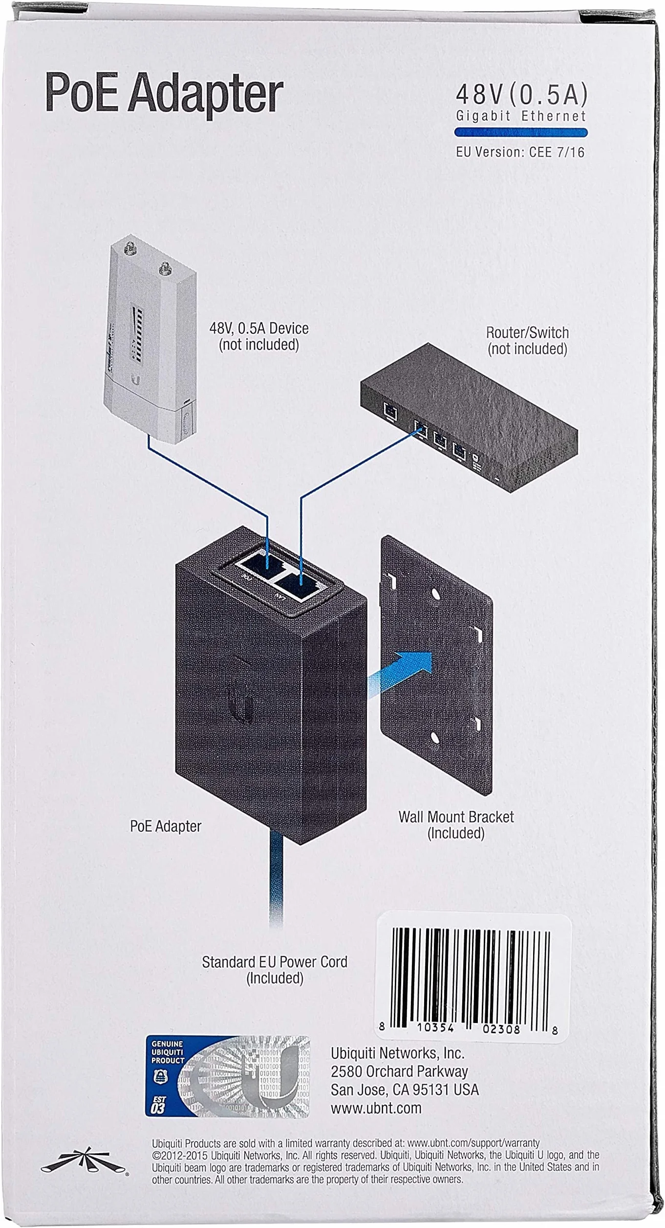 Ubiquiti POE-48, Router Sieciowy, 4,4 cm, 10,2 cm, 18,8 cm, Czarny