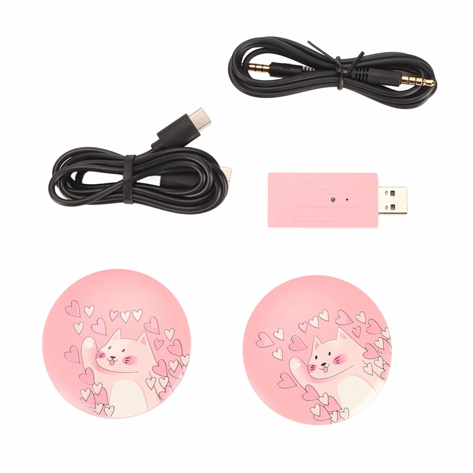 Generic Bezprzewodowy Zestaw Słuchawkowy do Gier z Uszami Kota, światło RGB, Słuchawki do Laptopów i Komputerów Stacjonarnych, Dźwięk Przestrzenny 3D, dla Graczy (PINK)