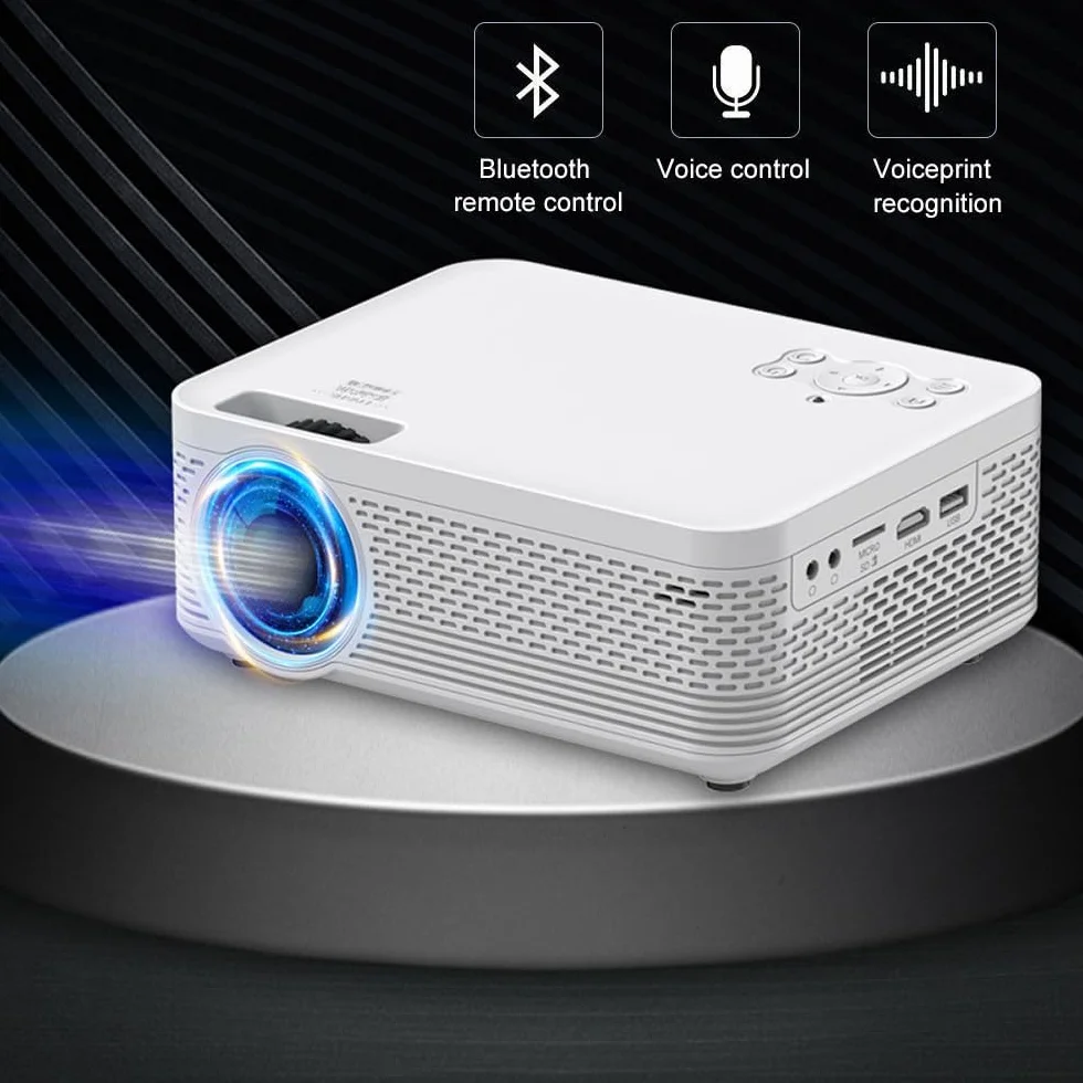 POFET Mini projektor, przenośny projektor telefoniczny, obsługa 1080p Full HD, projektor kina domowego, mały projektor wideo, kompatybilny z HDMI, smartfonem, tabletem, komputerem, telewizorem