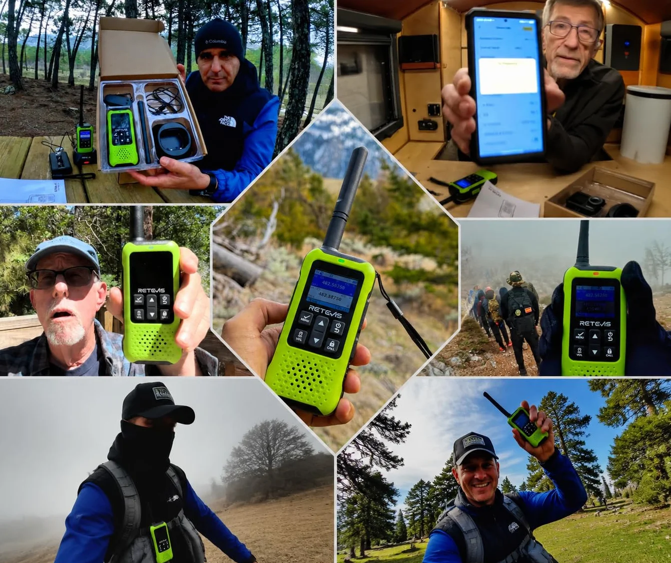 Retevis EZTalk 65 Radiotelefony z Lokalizatorem, Pozycjonowanie GPS+BDS, Programowalne przez APP, Rysunkowa Mapa, Dwubandowa Komunikacja Radiowa do Wspinaczki i Wędrówek Outdoor (1 Para)