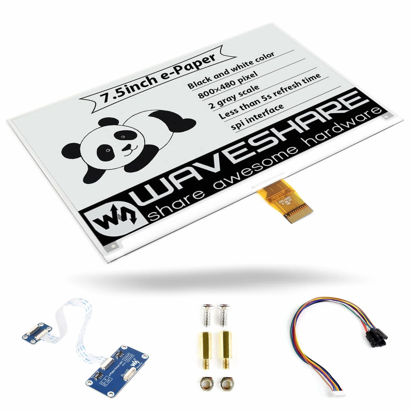 LUCKFOX 19.1 cm e-papier z płytką drukowaną, ekran 800 x 480 pikseli, charakteryzuje się niskim zużyciem energii, szeroki kąt widzenia 170°, wyraźny wyświetlacz, do maliny/Jetson