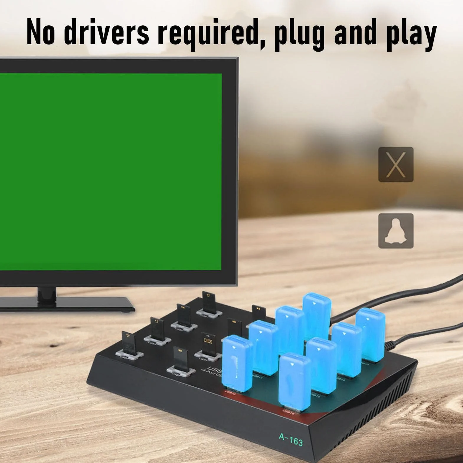 LICAEVEY Koncentrator USB 3.0, 16 Portów, Transfer Danych z szybkością 5 Gb/s, Wieloportowy Koncentrator USB Klasy Przemysłowej z Zabezpieczeniem Nadprądowym, do Czytnika Kart Flash (wtyczka UE)