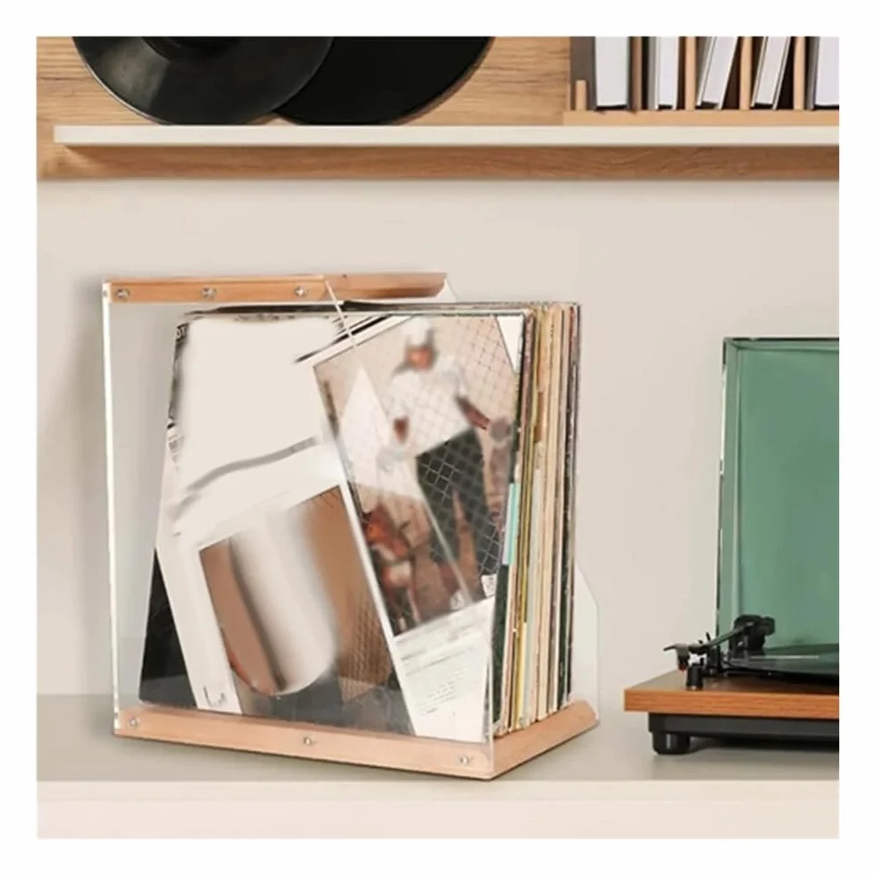 Stojak na płyty CD Pudełko do przechowywania płyt CD z litego drewna, drewniane płyty, stojak, wyświetlacz, dekoracja stołu dla książek, czasopism, miłośnicy muzyki w domu